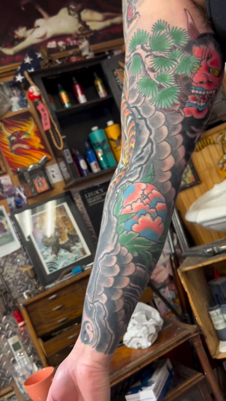 Tattoo by @jimrosal — japanese_irezumi, black_and_grey