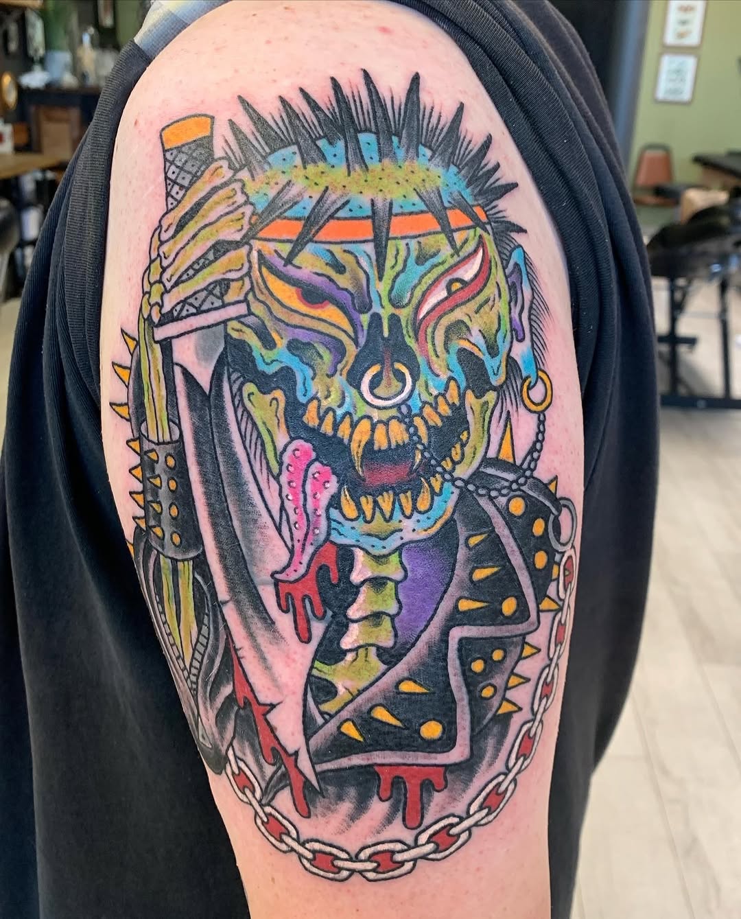 Tattoo by @tattooed_rocker — new_school, trash_polka