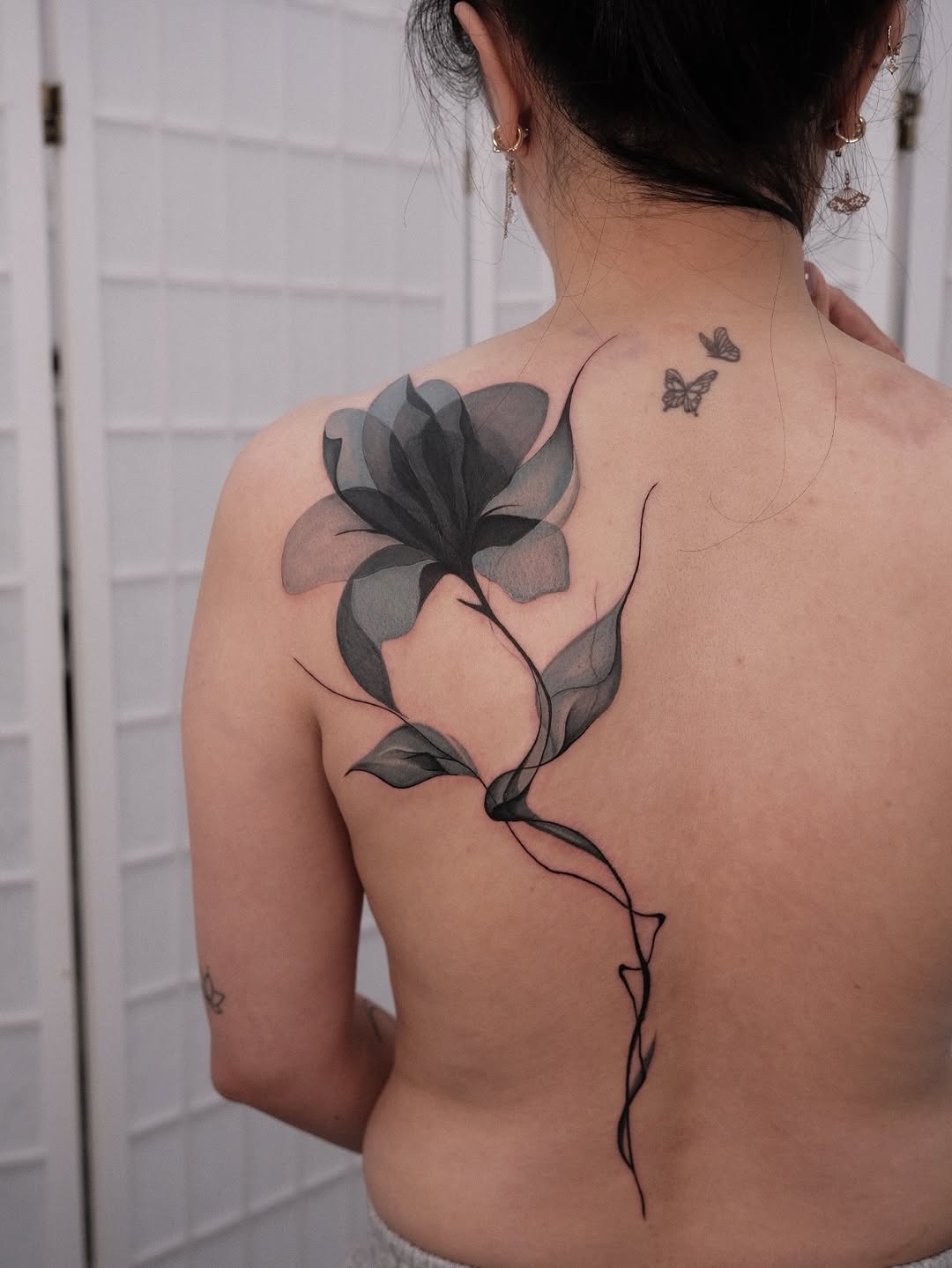 Tattoo by @houstontattooartist_goldenk — fine_line, black_and_grey