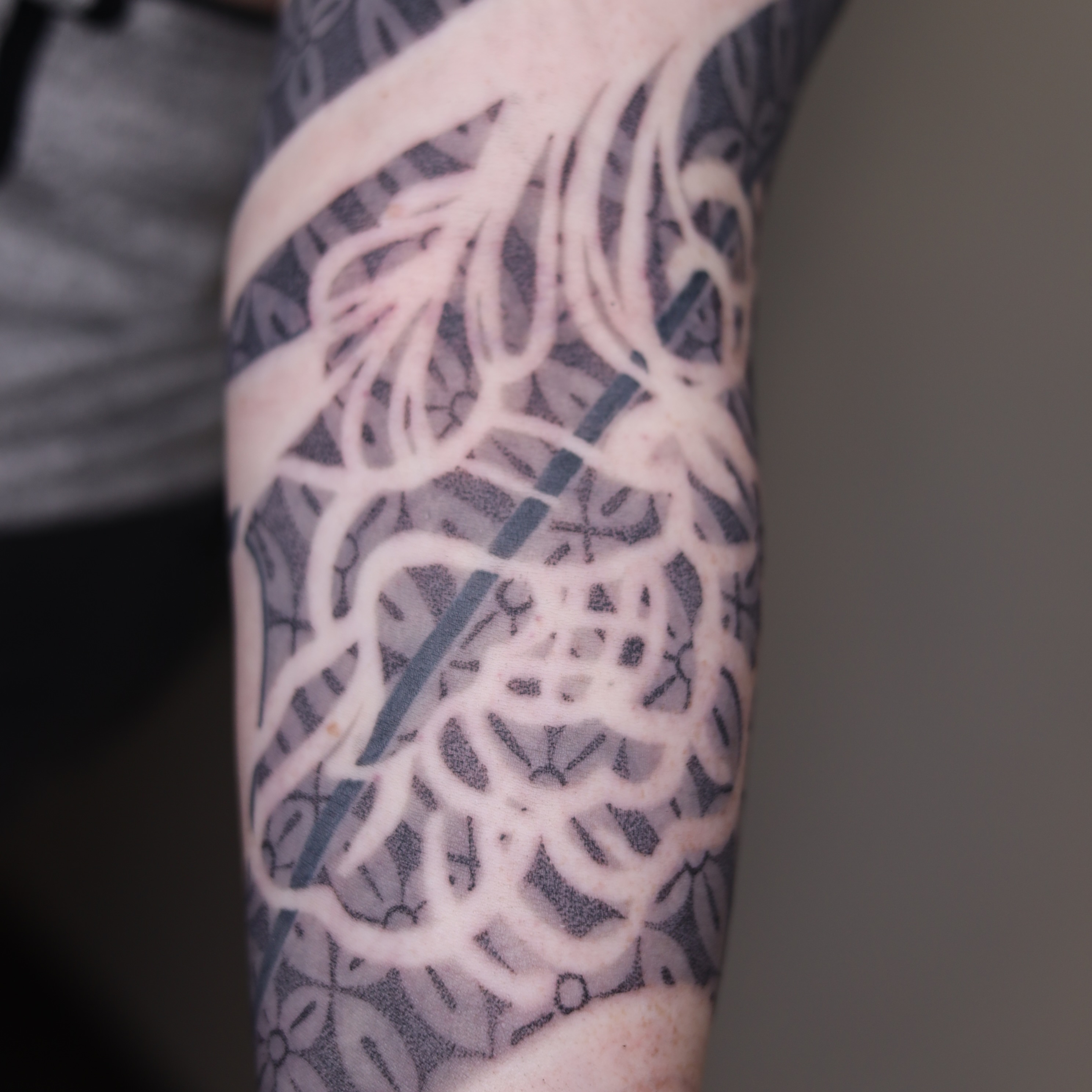 Geometric pattern geometric tattoo on the forearm by Caleb Ortiz