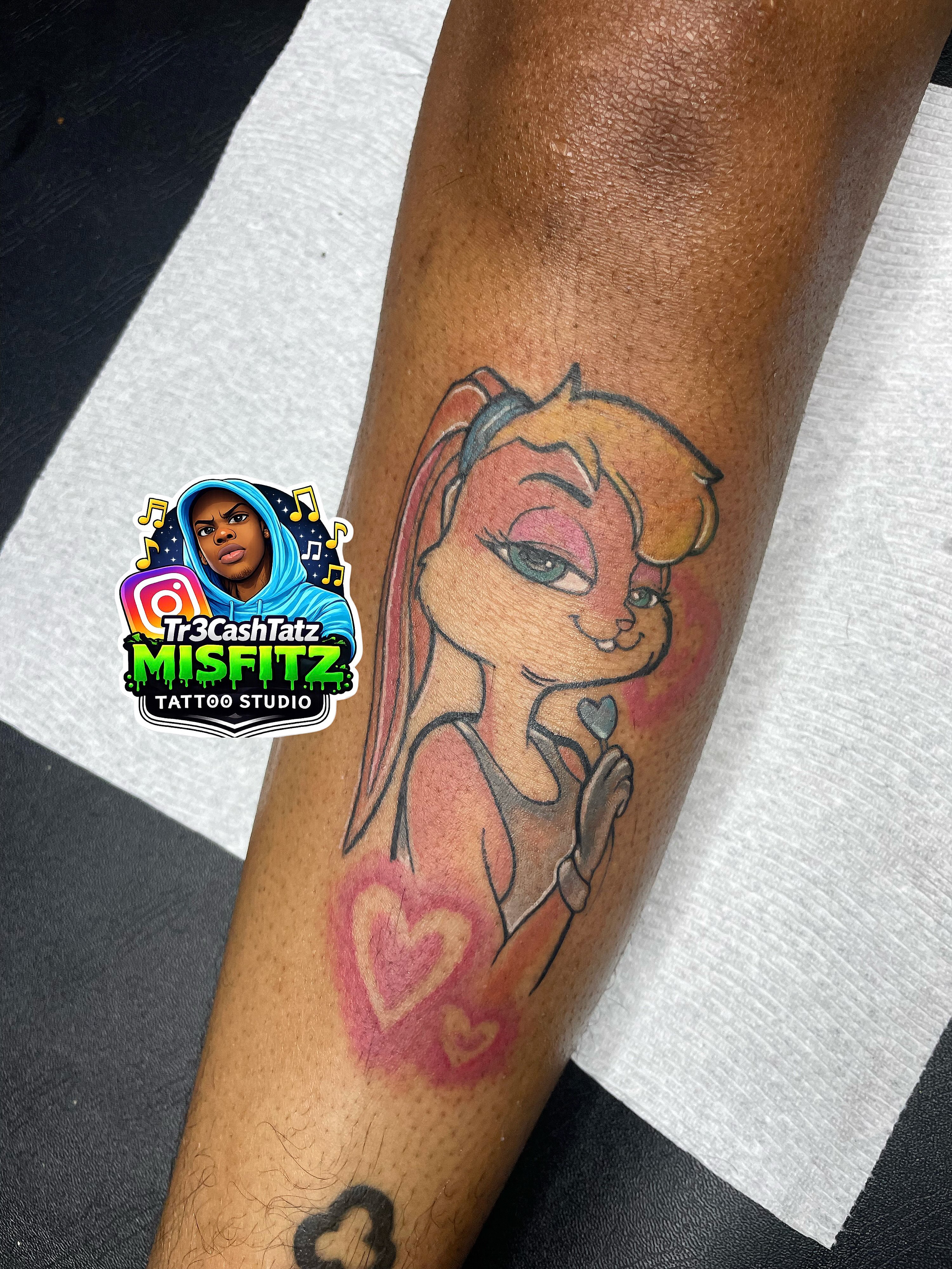 Anime-style rabbit anime tattoo on the forearm by TreCashTats💉🩸 MisfitzTattooStudio