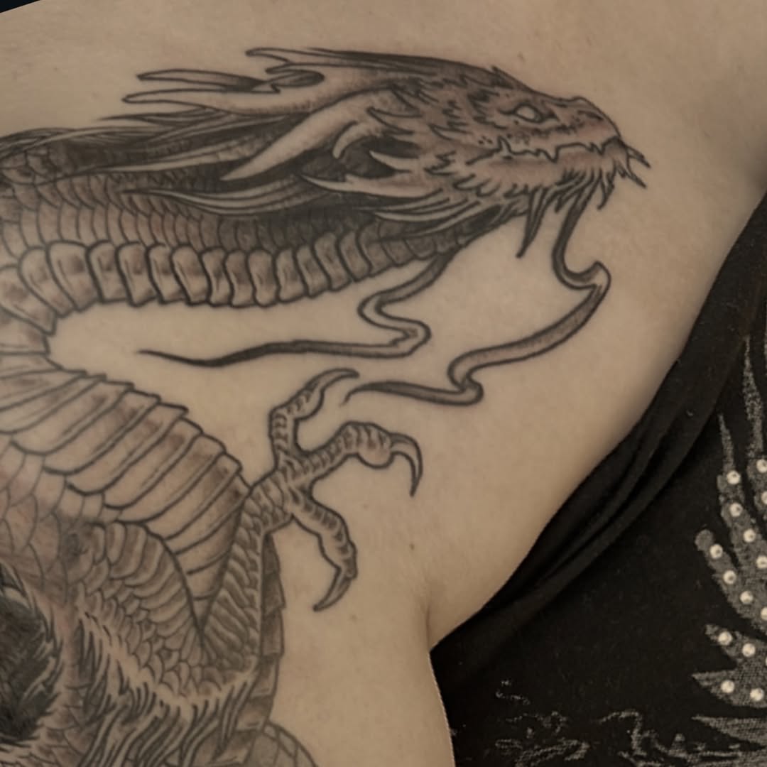 Tattoo by @omnomrapter — japanese_irezumi, black_and_grey