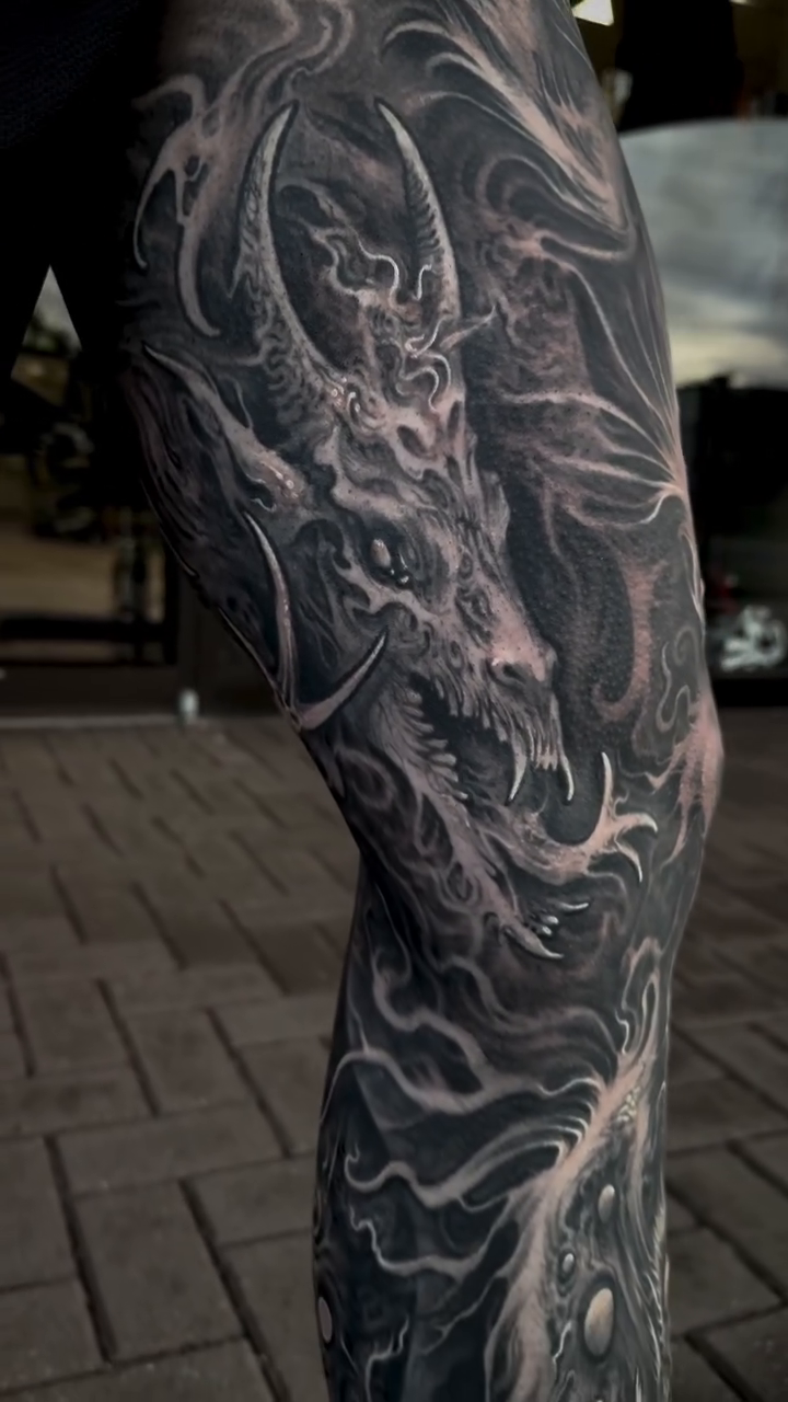 Dragon and demon face japanese irezumi tattoo by π΅ππππ π―πππππππ