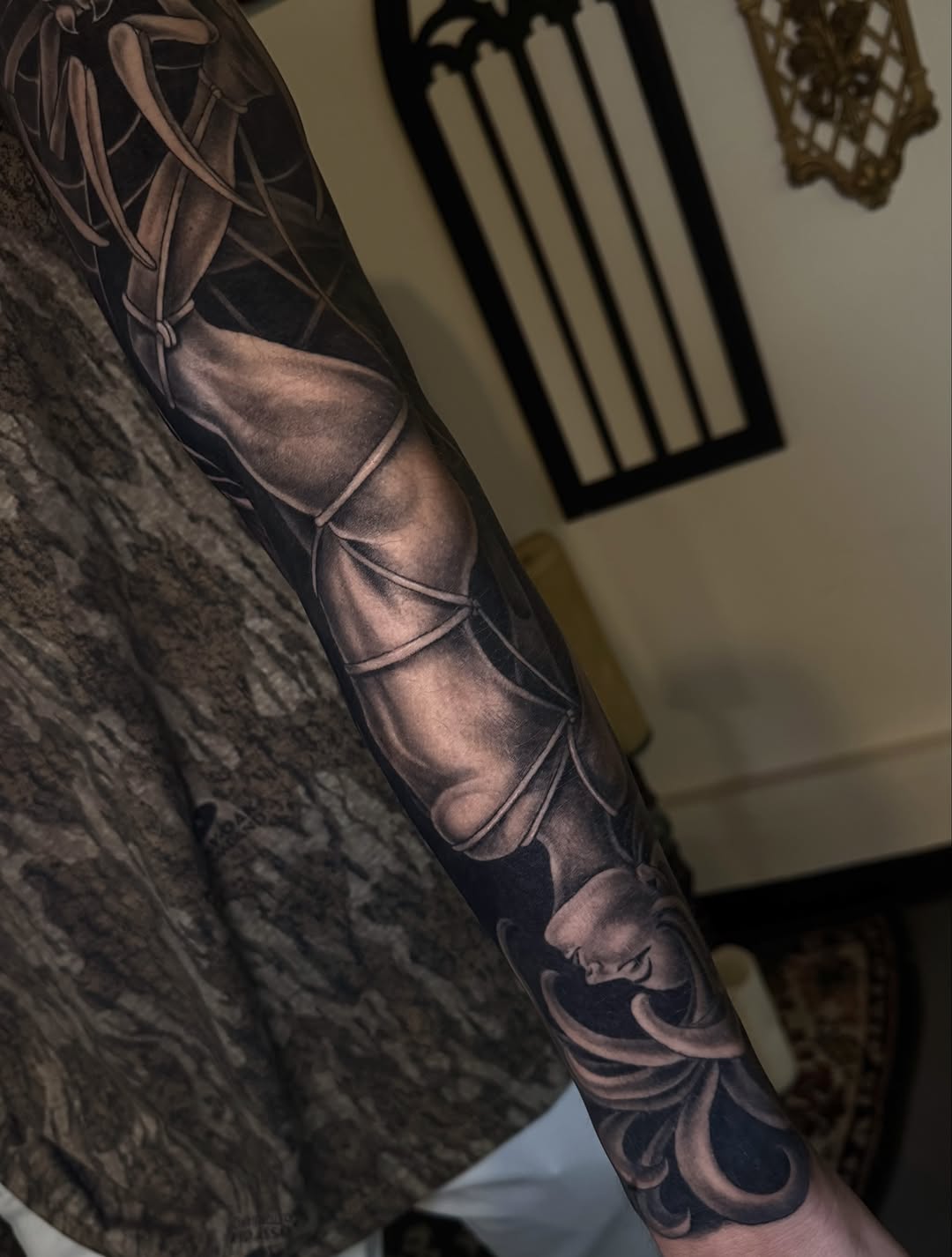 Woman in armor realism tattoo on the forearm by Mags🗡️
