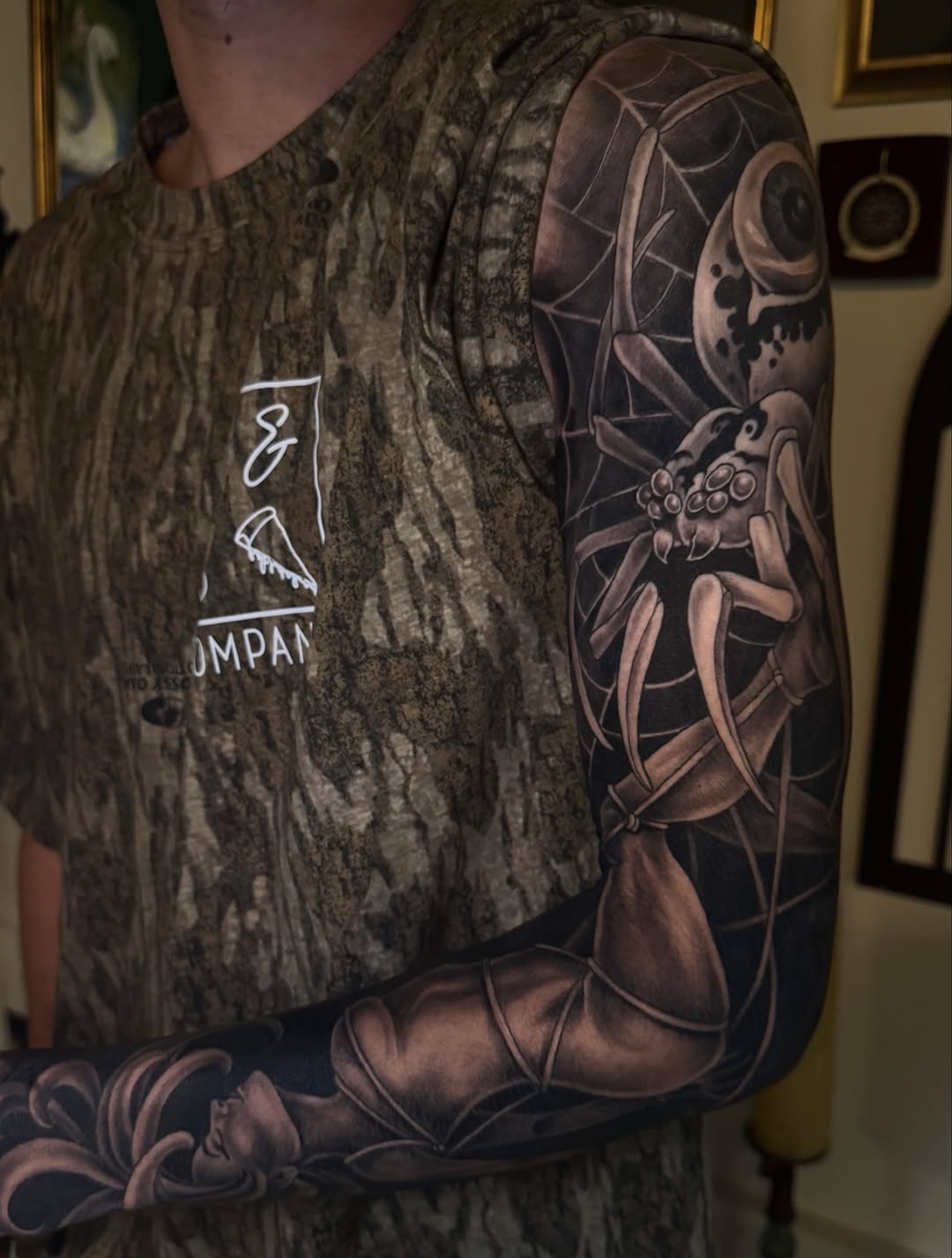Spider and woman's face realism tattoo on the forearm by Mags🗡️