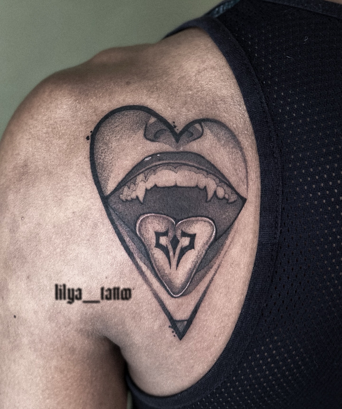 Tattoo by @lilya_tattoo — dotwork, black_and_grey