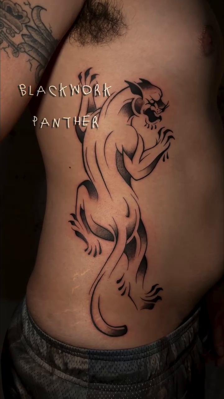 Panther blackwork tattoo by Musa Selman