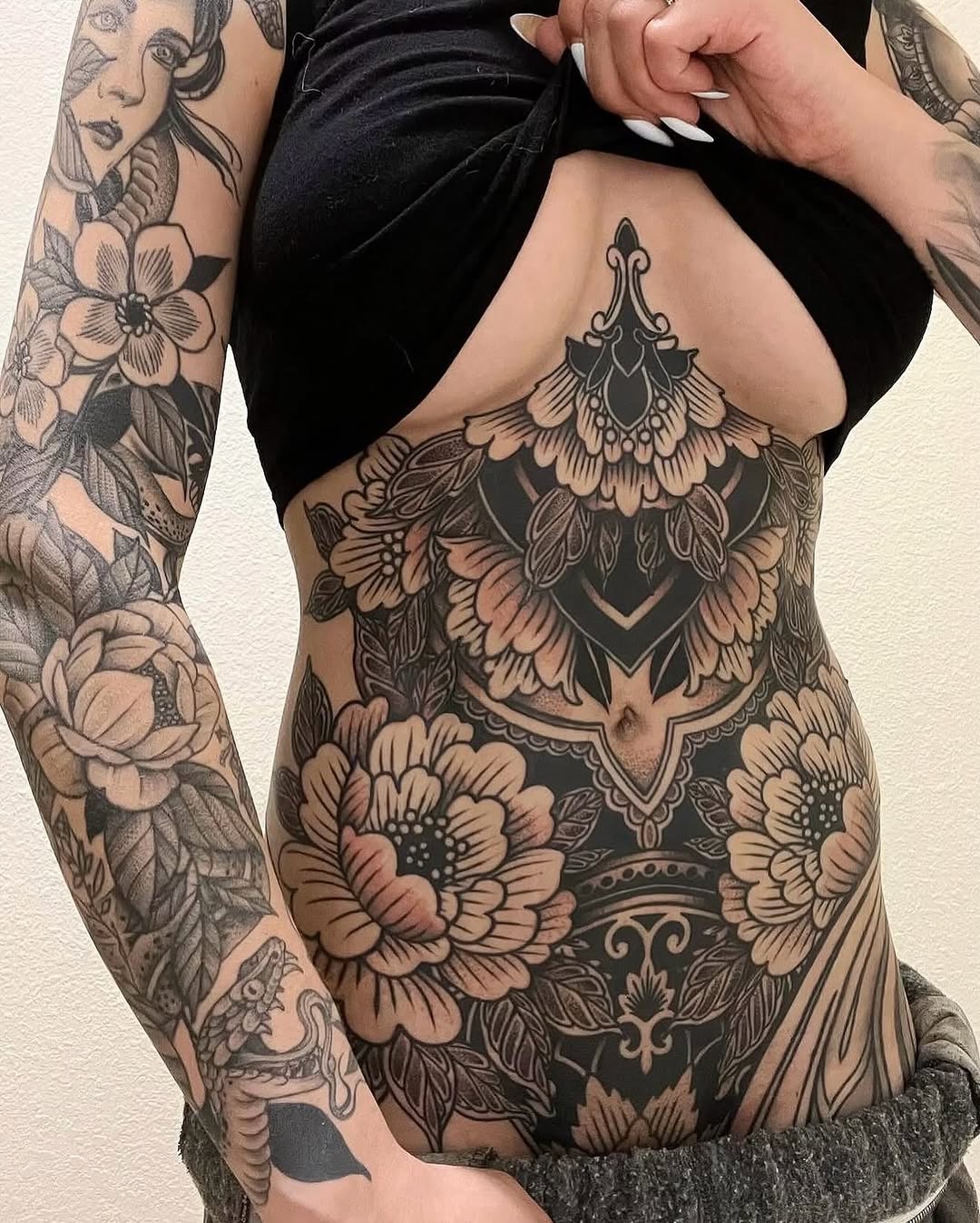 Tattoo by @thiefhands — black_and_grey, ornamental