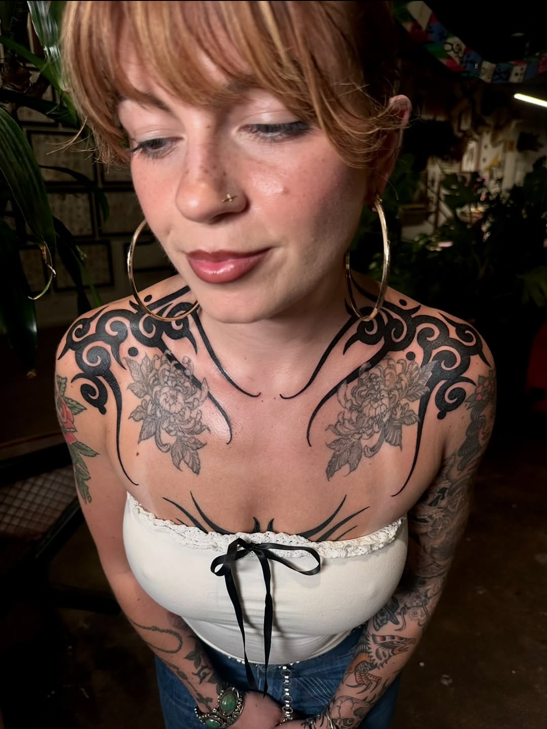 Tattoo by @krystaltattoo — tribal, black_and_grey
