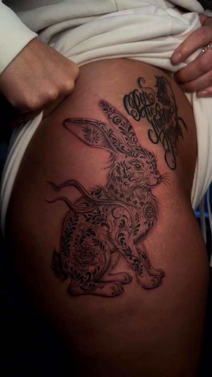 Ornate rabbit ornamental tattoo by star🪭