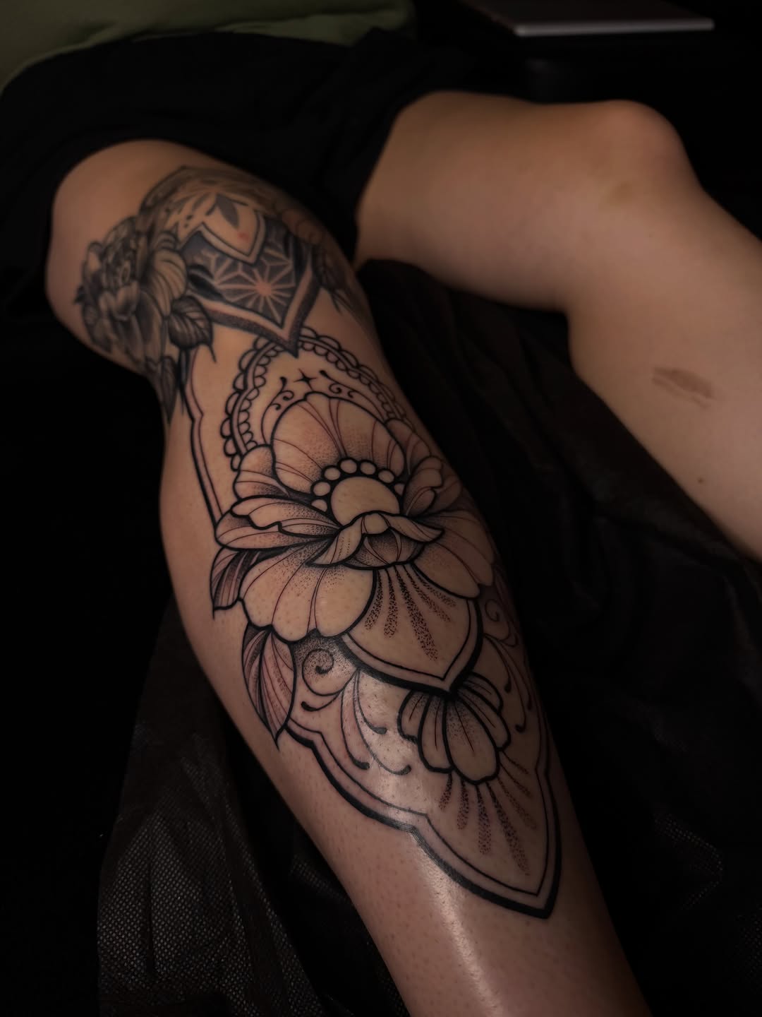 Tattoo by @allisonirvintattoo — ornamental, dotwork
