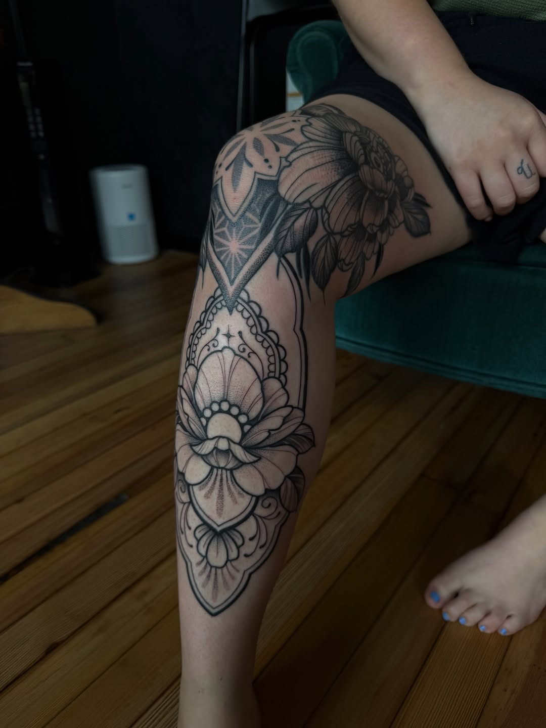 Tattoo by @allisonirvintattoo — ornamental, dotwork