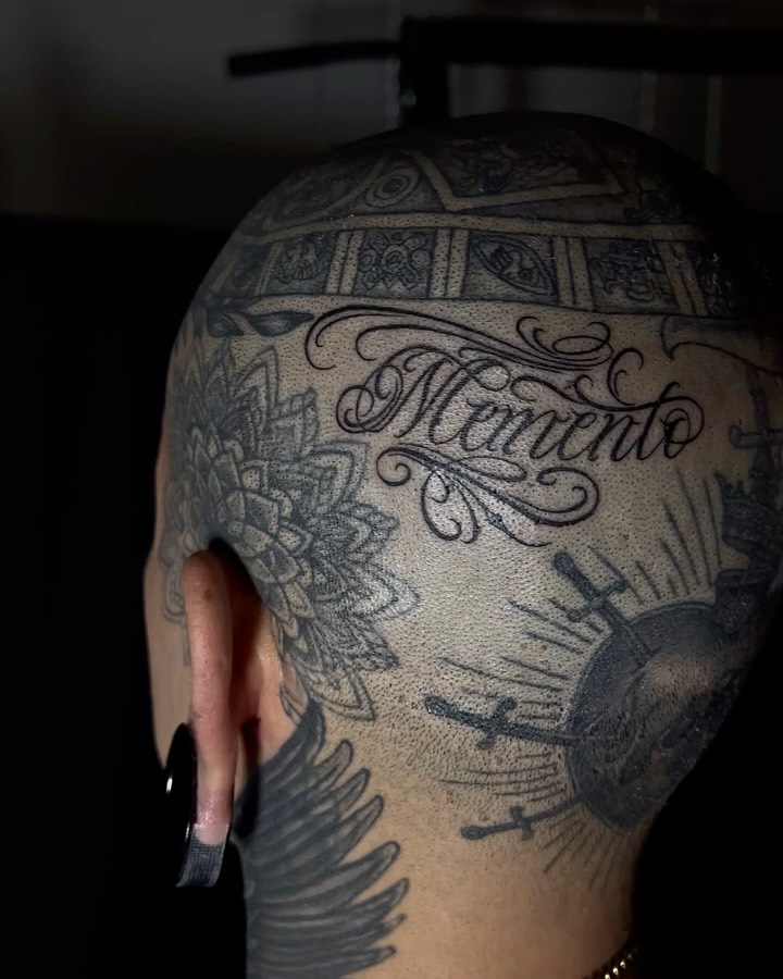 Memento mori black and grey tattoo on the shoulder by Iraymi Beltran