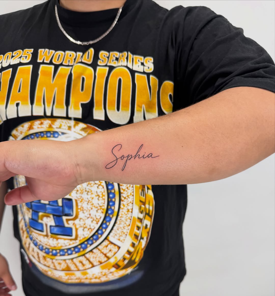 Tattoo by @inkedxalex — lettering_script, fine_line