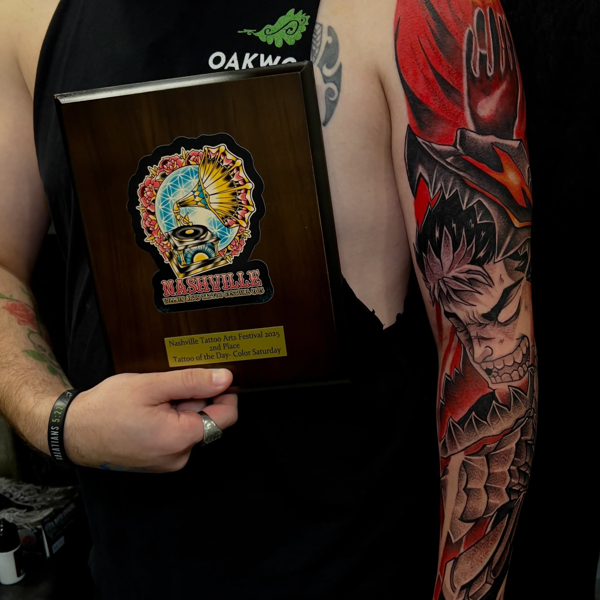Demon dark realism tattoo on the upper arm by David Carras-pol, Miramar, Florida