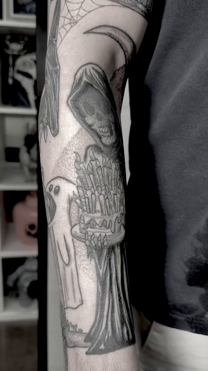 Tattoo by @krisnotch_tattoo — black_and_grey, dark_realism