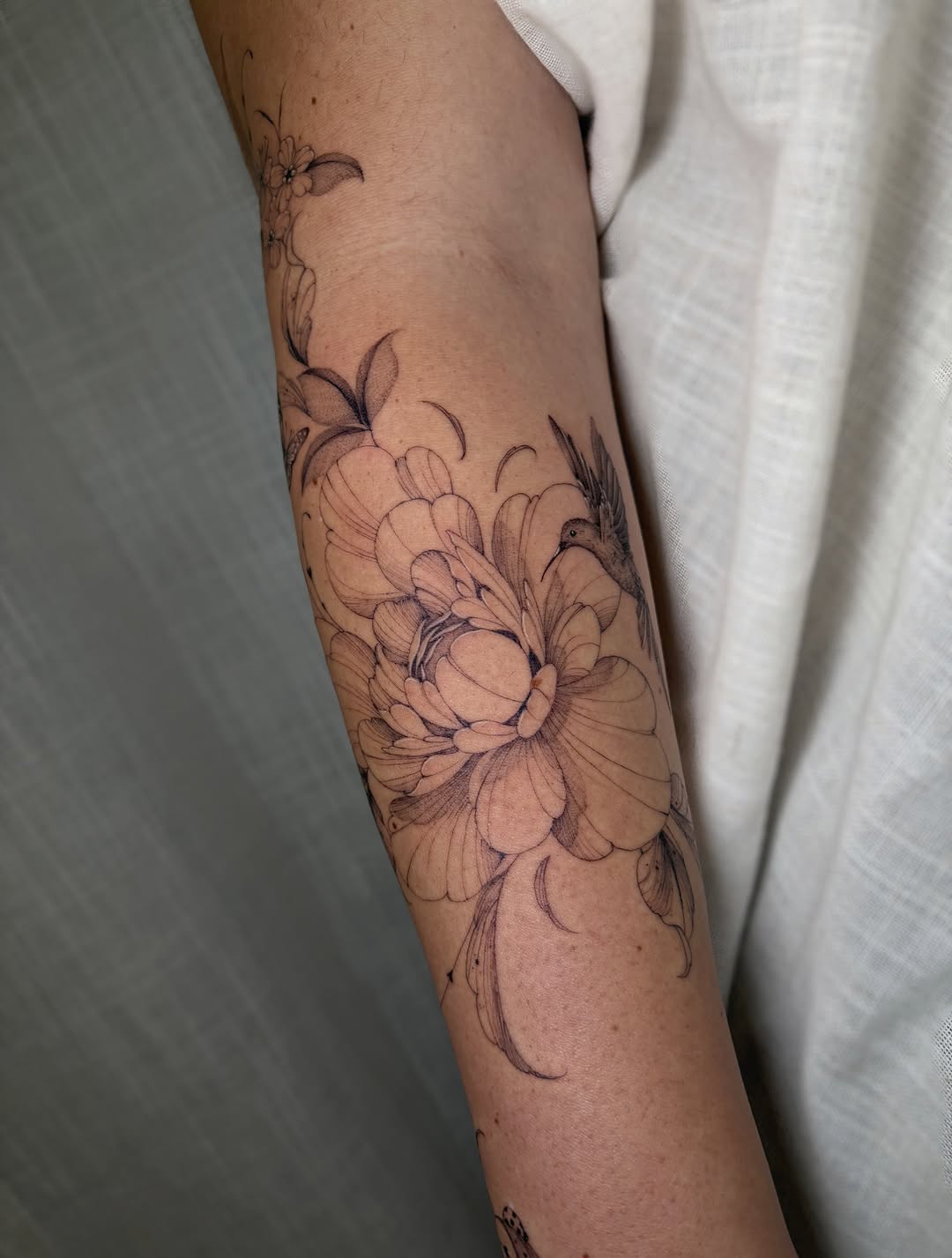 Tattoo by @inkbyjustene — fine_line, black_and_grey