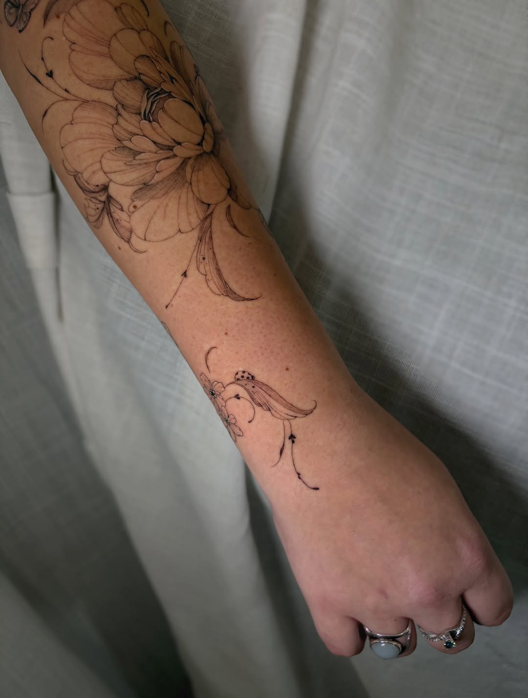Tattoo by @inkbyjustene — fine_line, black_and_grey