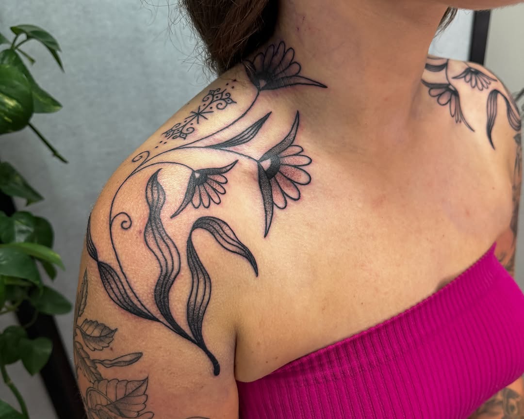 Tattoo by @hannaheddytattoo — fine_line, black_and_grey