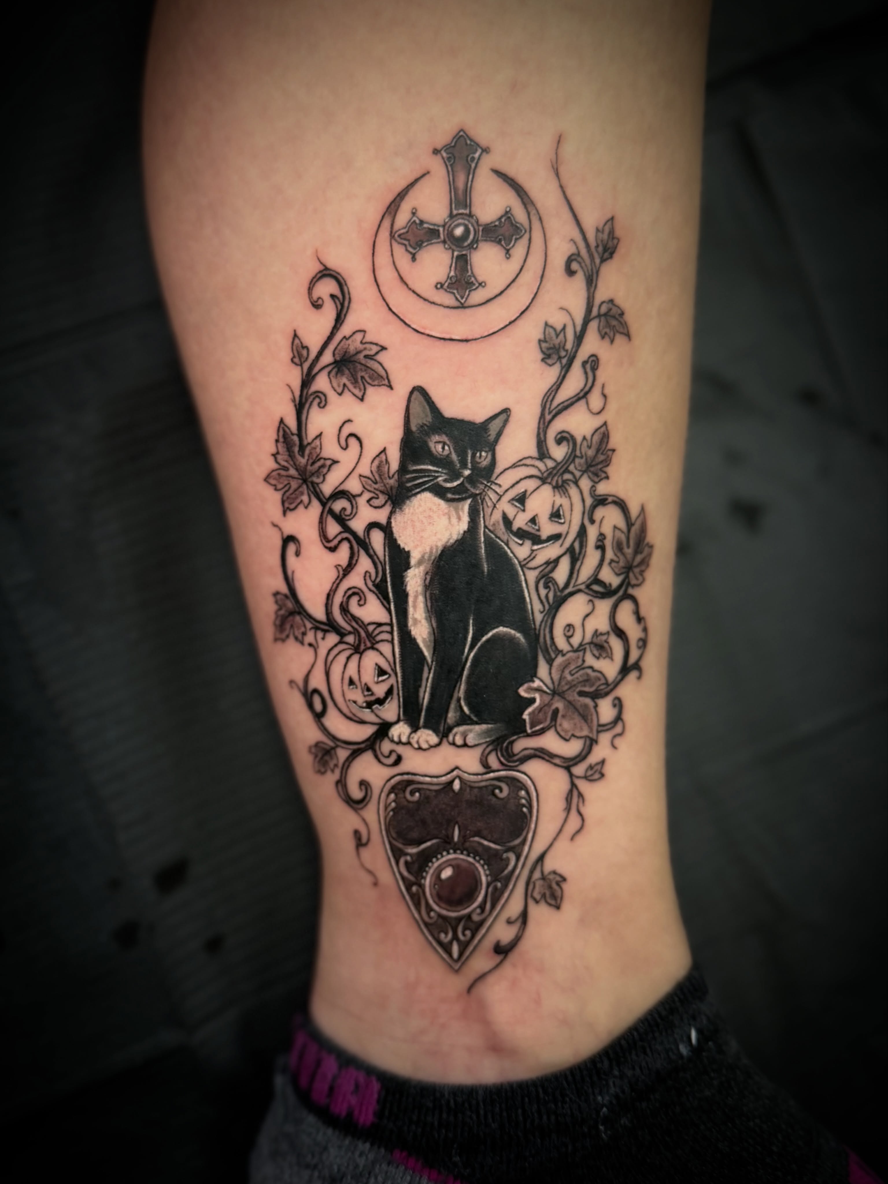 Tattoo by @taylormadeinkco — black_and_grey, dark_realism