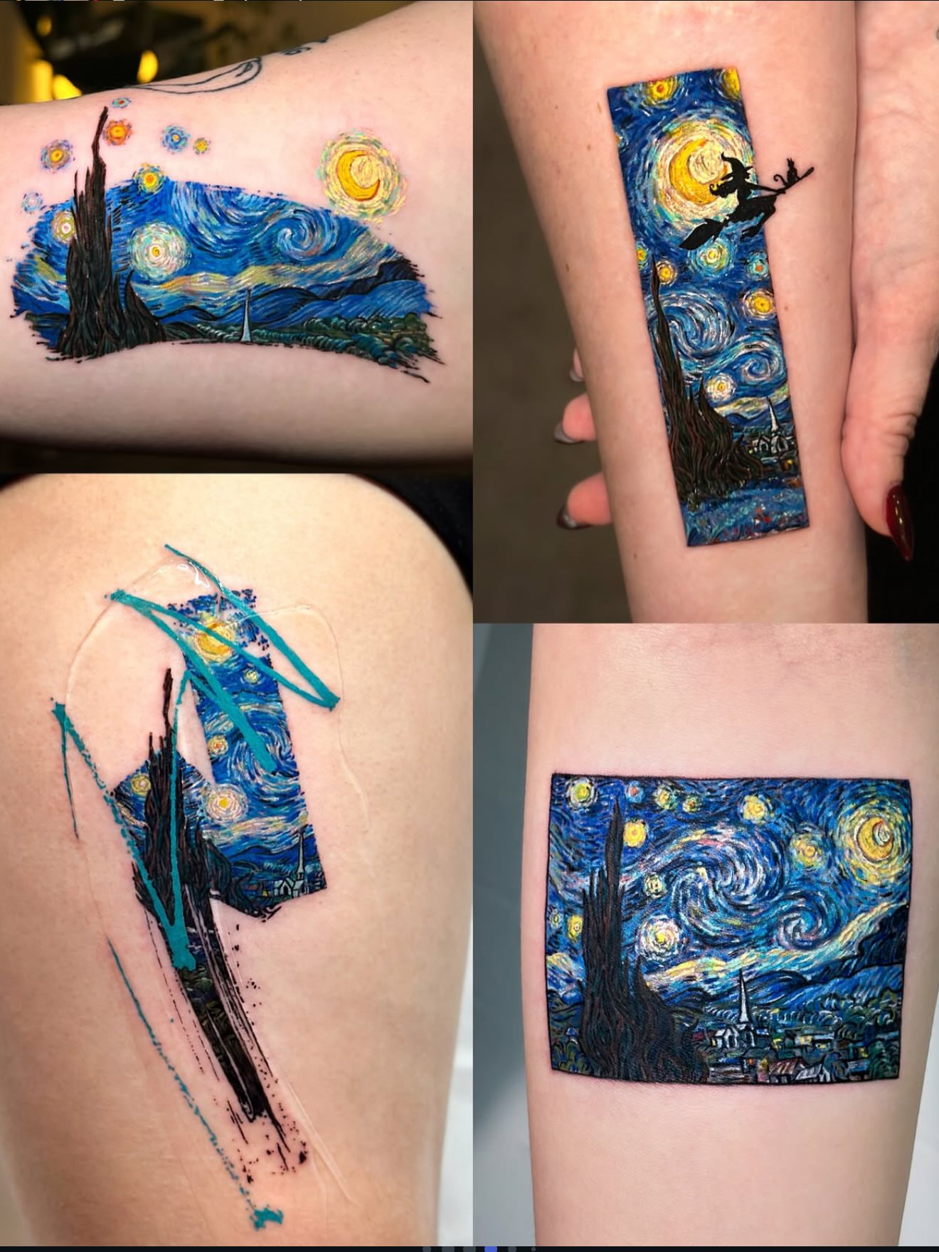 Starry night dotwork tattoo on the upper arm by Lani  라니