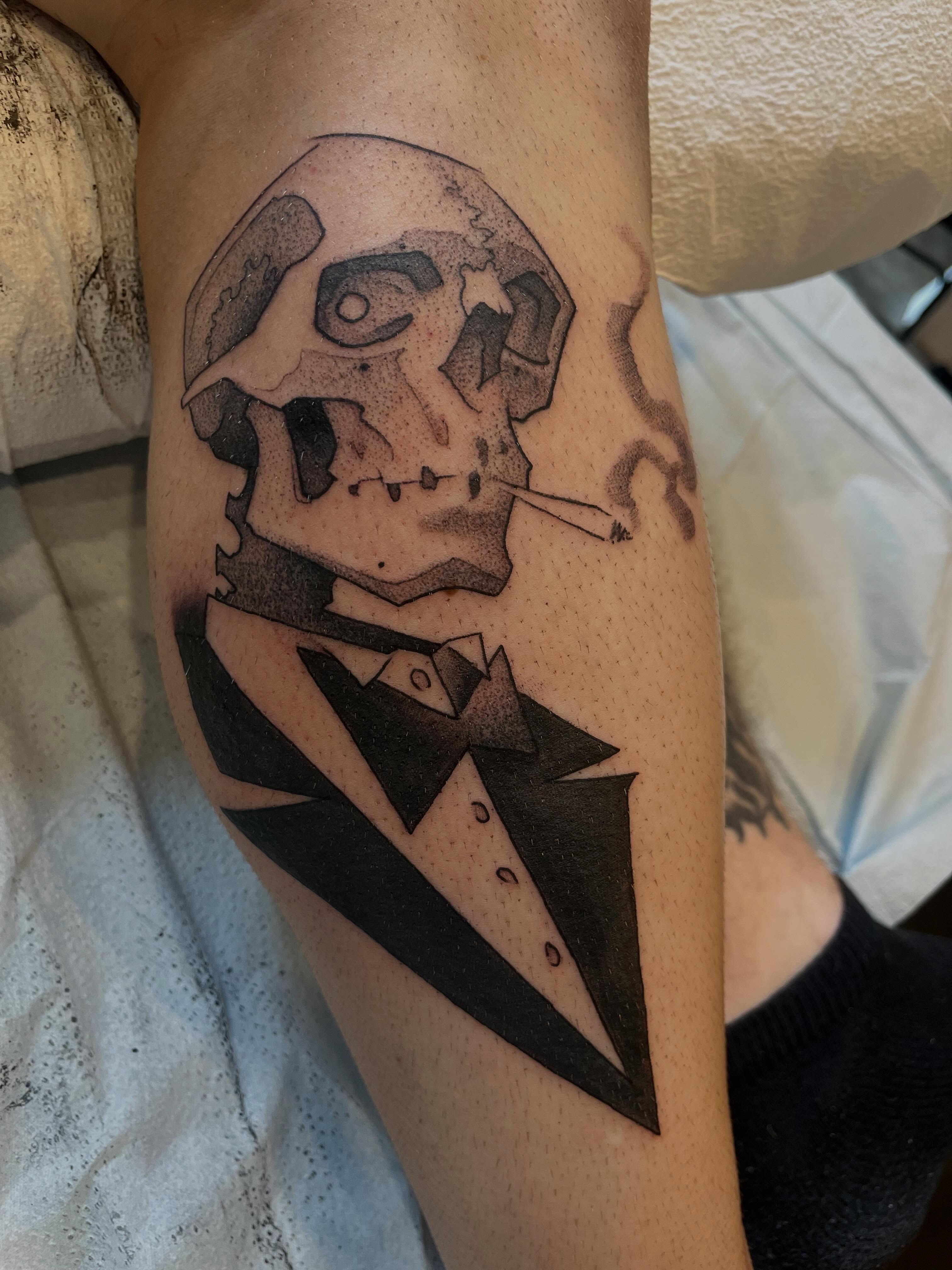 Tattoo by @artbyianwhite — blackwork, trash_polka