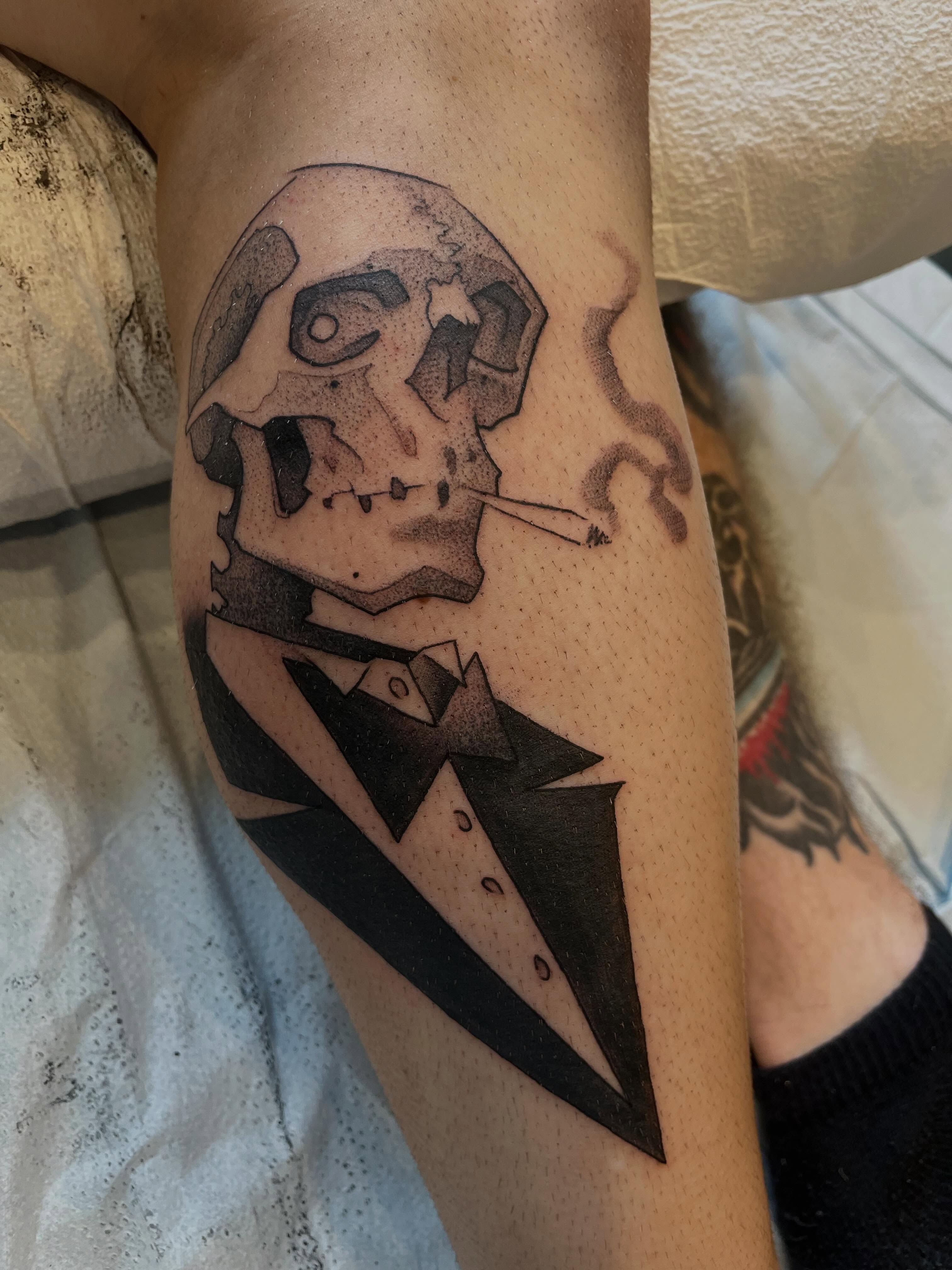 Tattoo by @artbyianwhite — black_and_grey, trash_polka