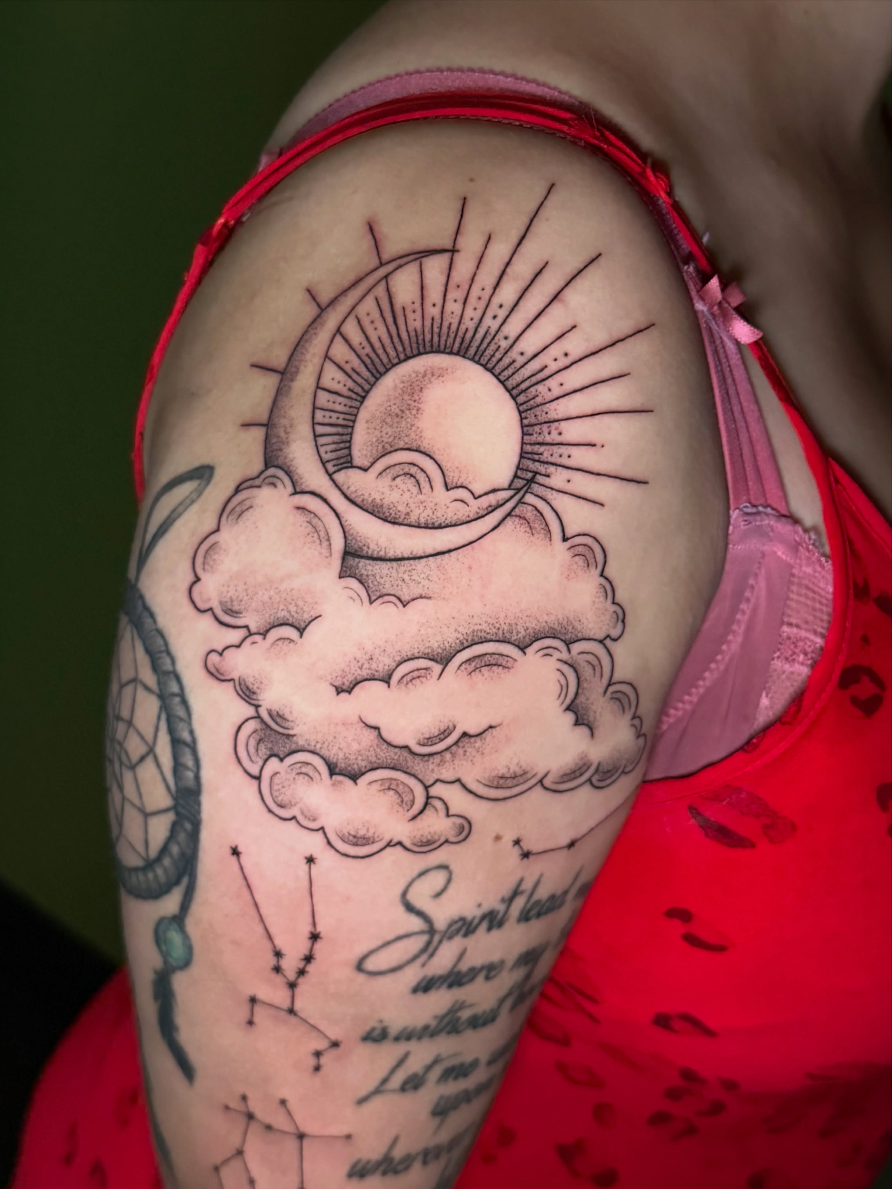 Tattoo by @sumsumtattoos — dotwork, black_and_grey
