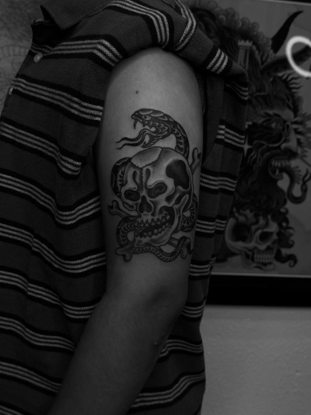 Tattoo by @benkarnofsky — black_and_grey, chicano
