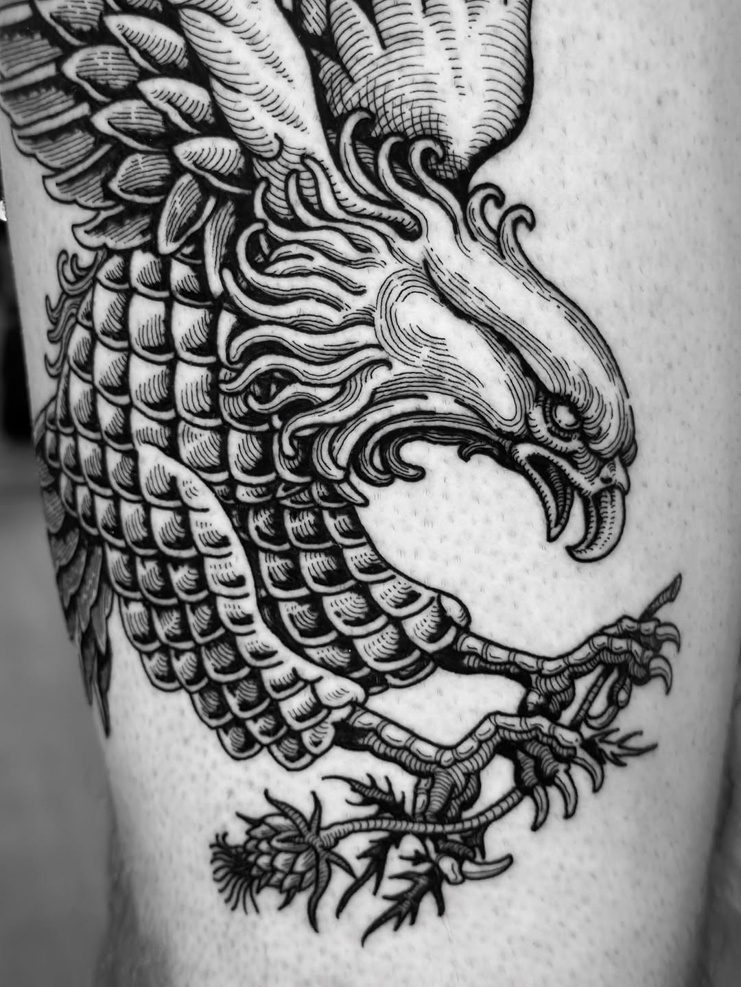 Tattoo by @dokk_vintage — blackwork, illustrative