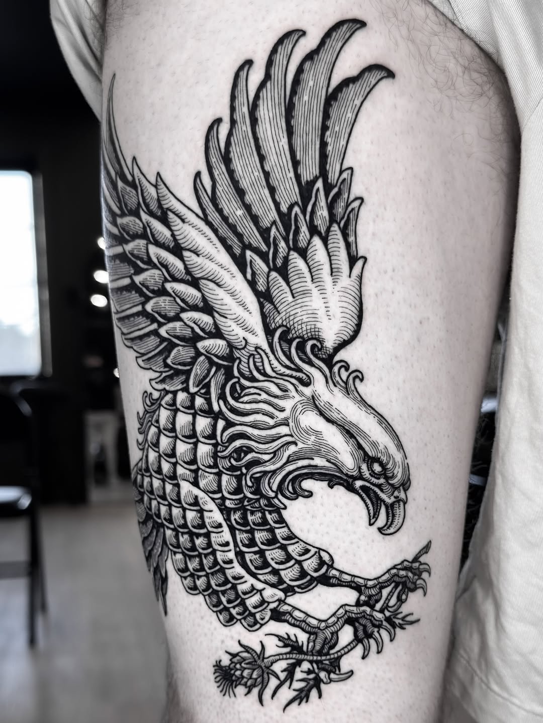 Tattoo by @dokk_vintage — blackwork, illustrative