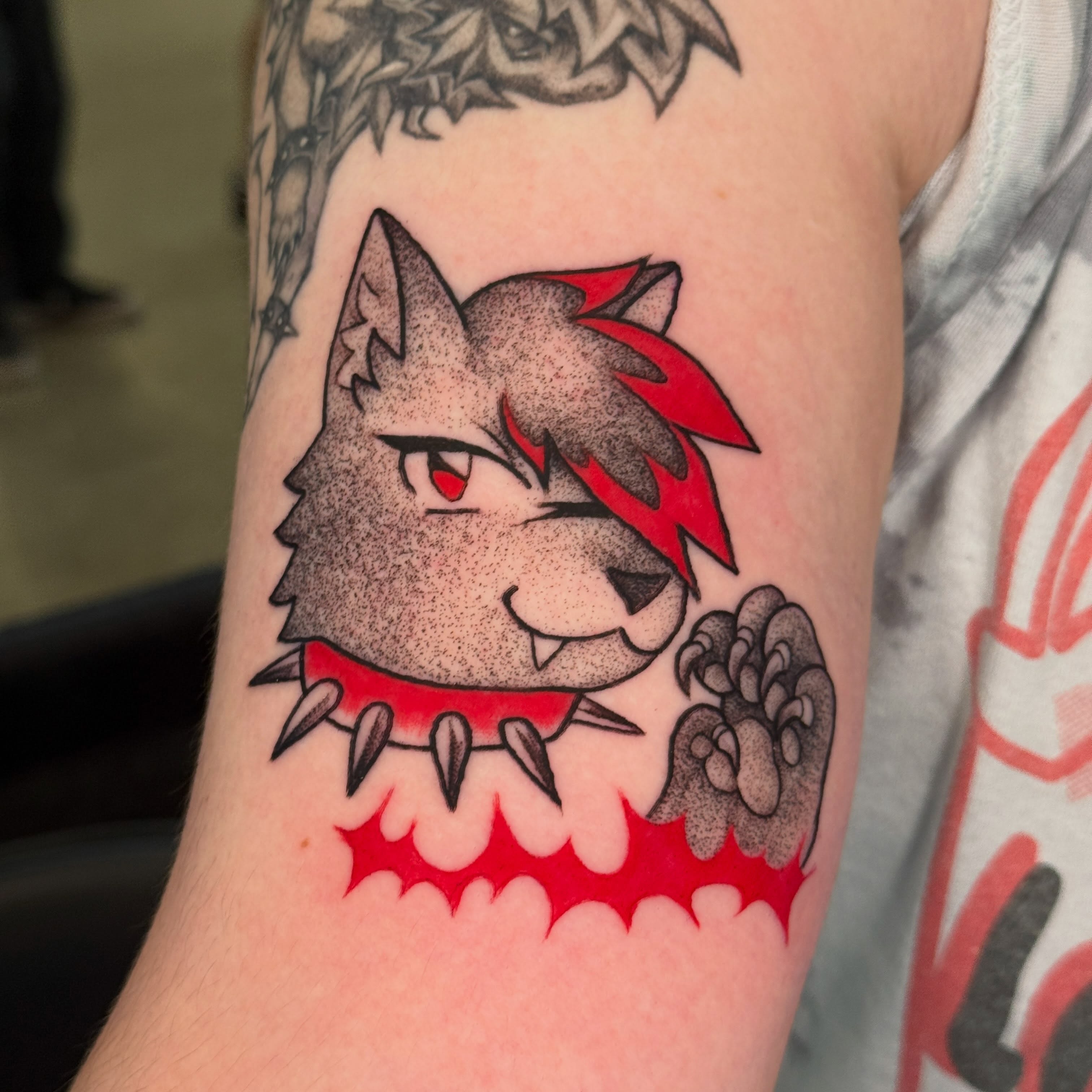 Wolf dotwork tattoo on the forearm by liam u. williams