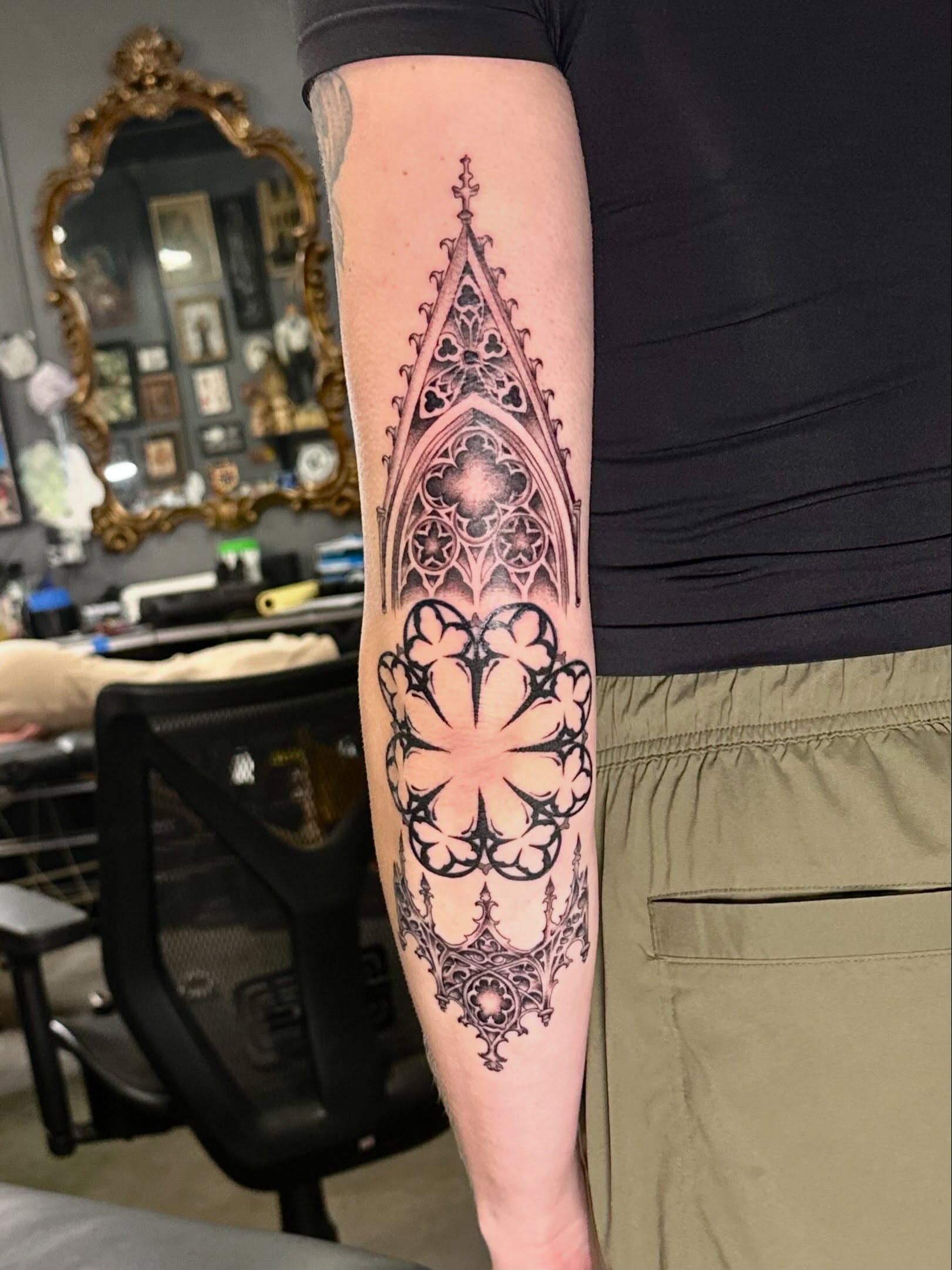 Tattoo by @fkkingwickedtattoos — black_and_grey, ornamental