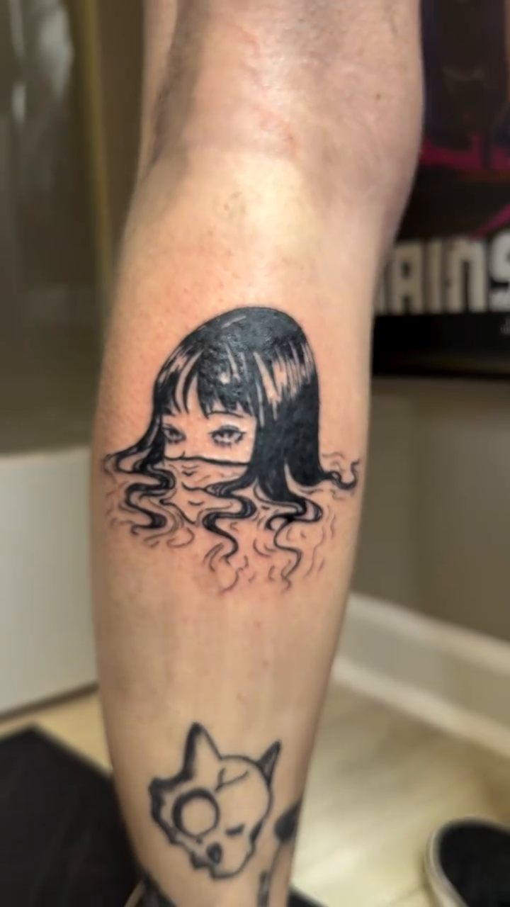 Junji Ito inspired anime girl realism tattoo on the forearm by Room 707 Tattoo 🍰🍓