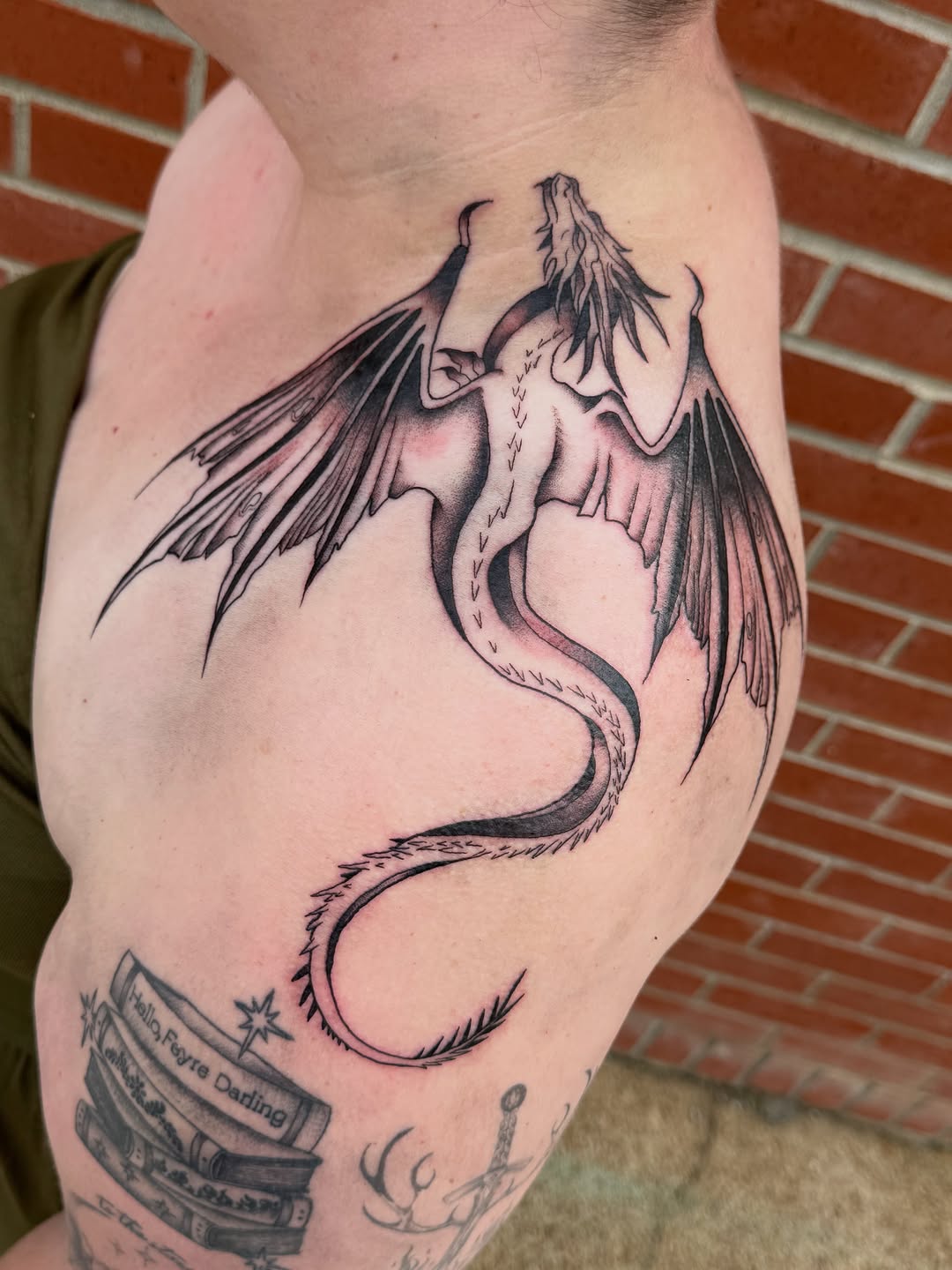 Tattoo by @tatsbythealycat — black_and_grey, illustrative