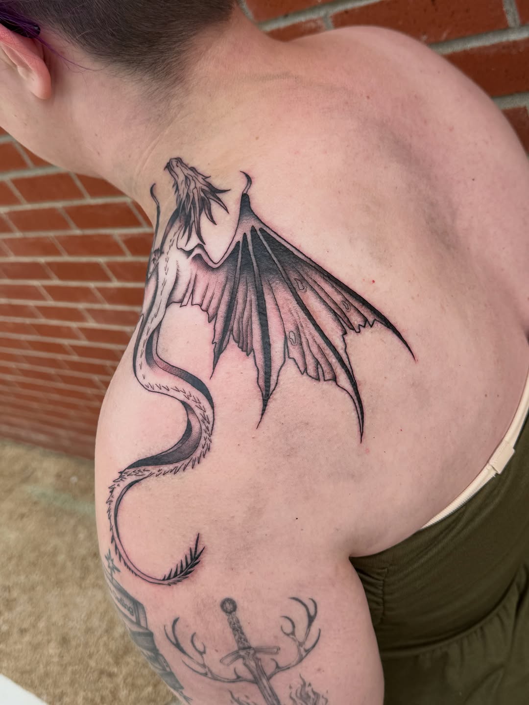 Tattoo by @tatsbythealycat — black_and_grey, realism