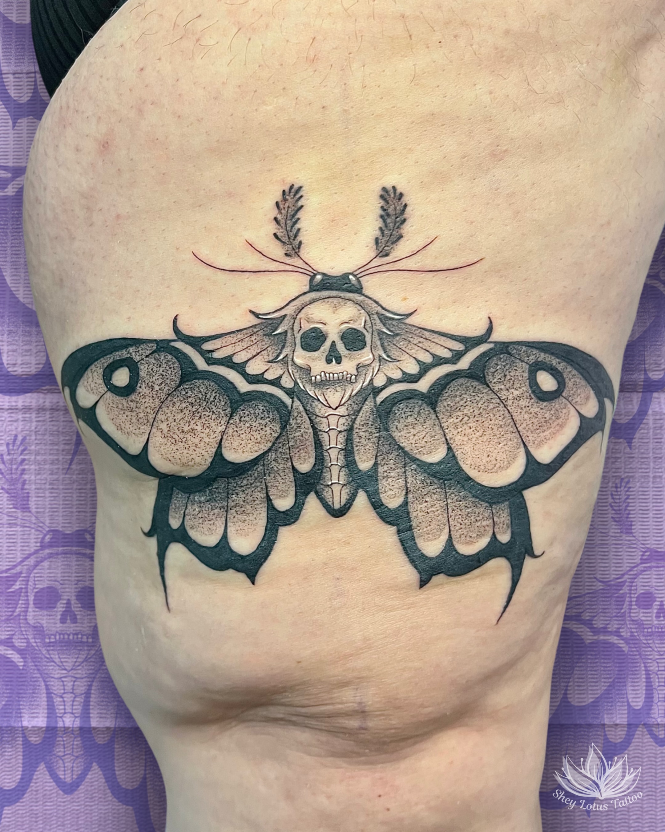 Tattoo by @sheylotustattoo — dotwork, realism