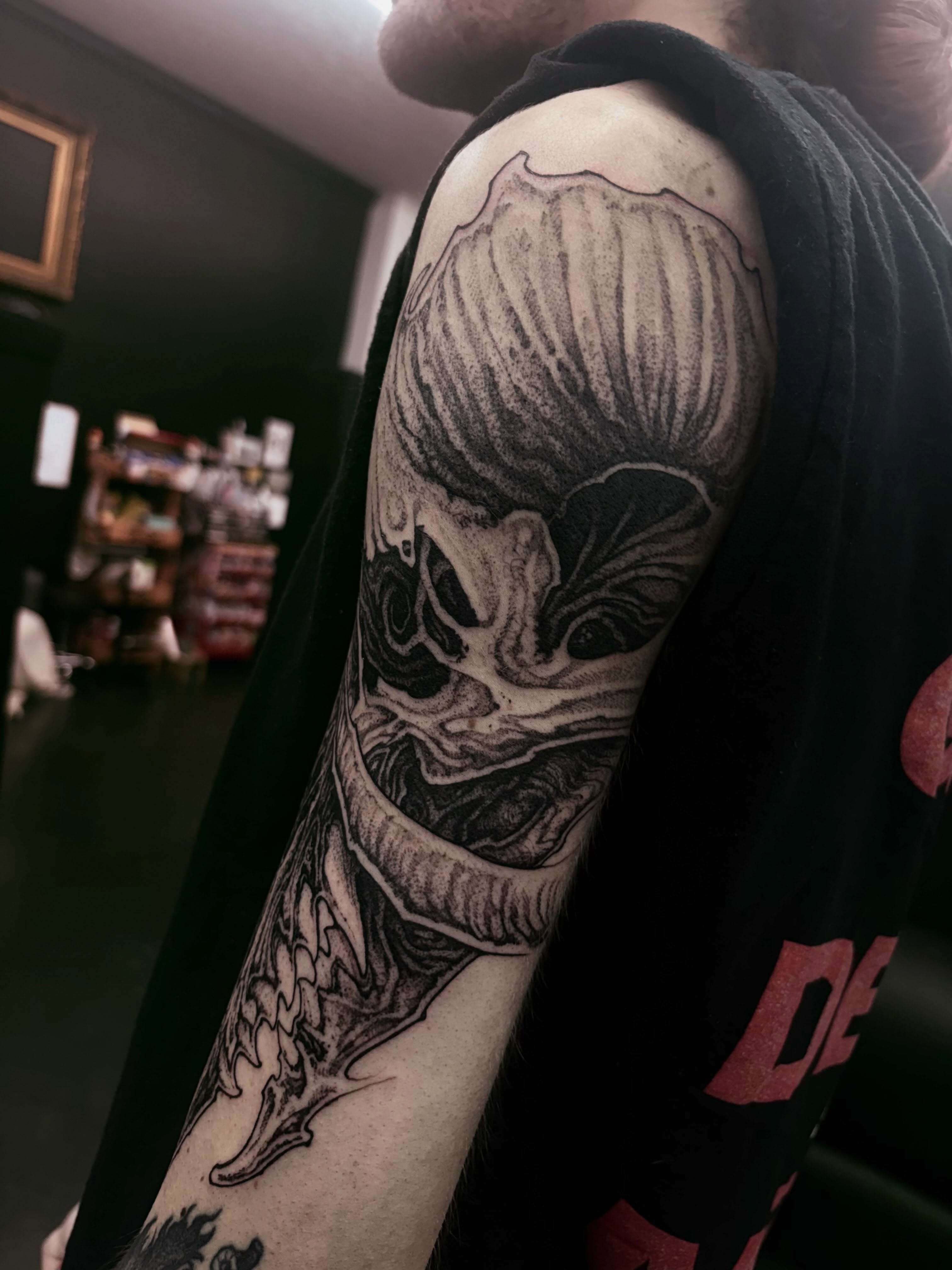 Tattoo by @8jinx9 — black_and_grey, realism