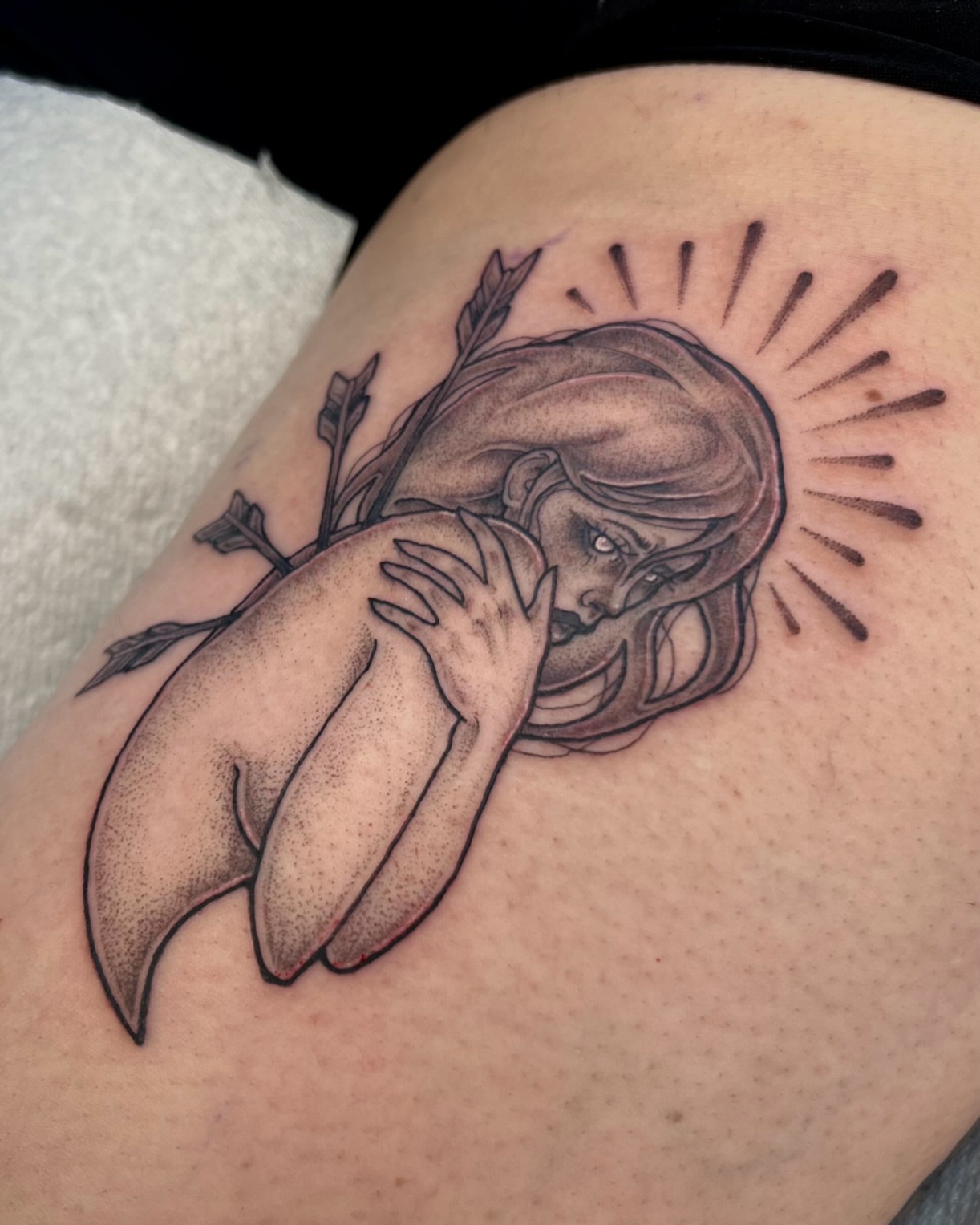 Tattoo by @olympe_ktattoos — dotwork, realism