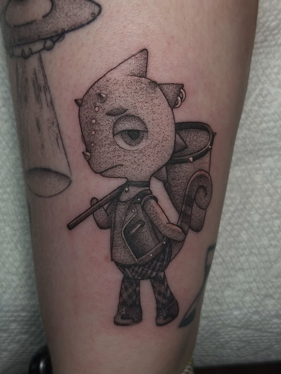 Tattoo by @inkygremlin — black_and_grey, new_school