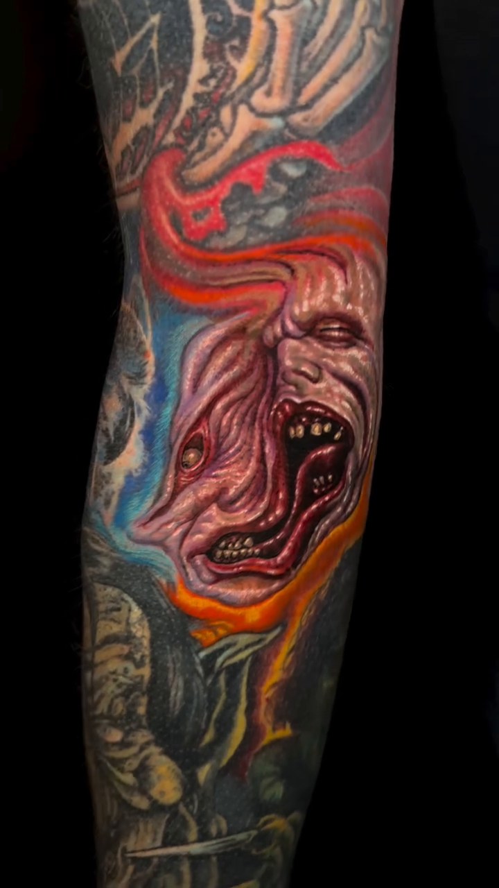 Tattoo by @jamieleeparker — dark_realism, trash_polka