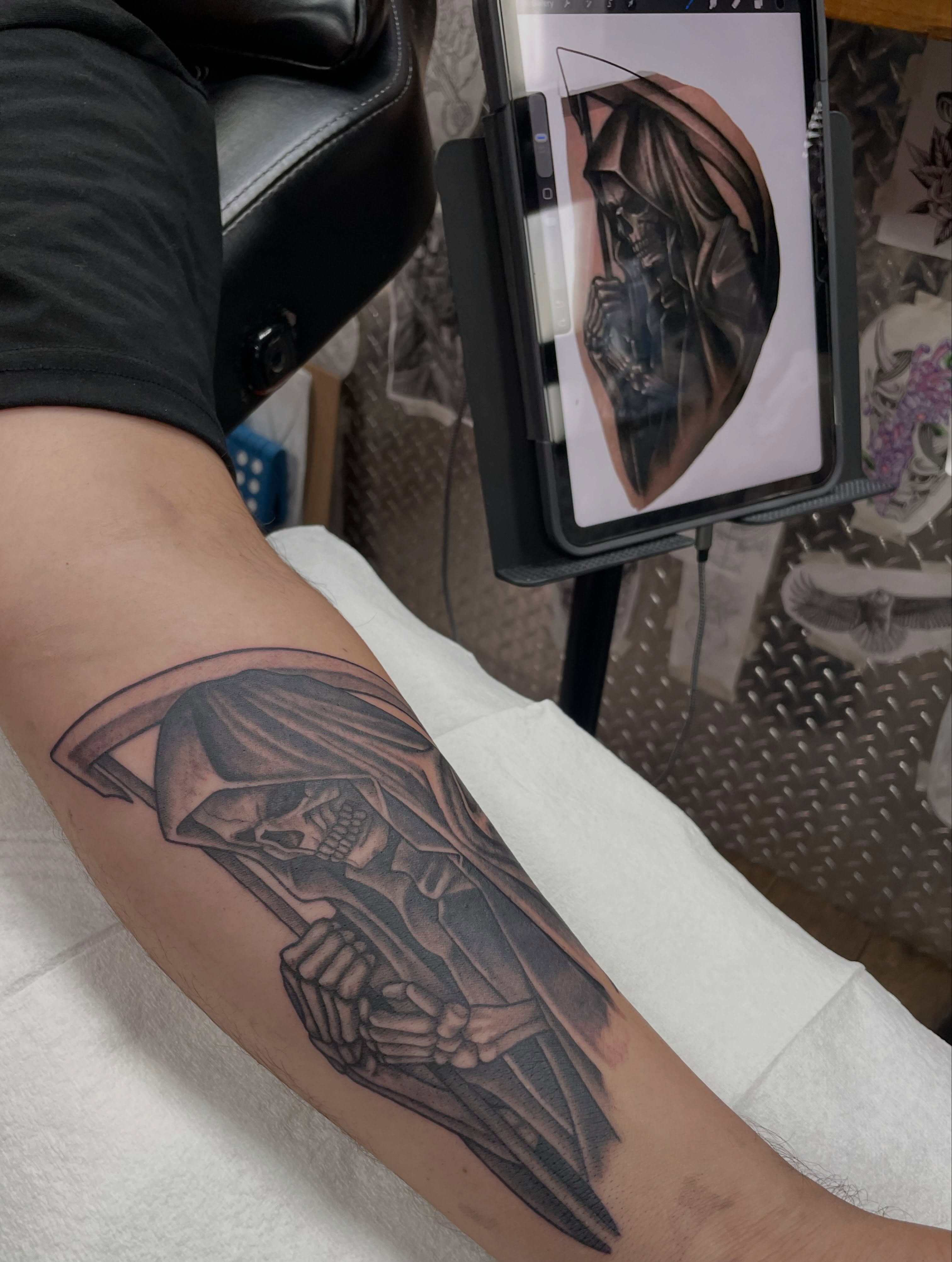 Grim reaper realism tattoo on the forearm by Moses (Mo) 🇵🇭