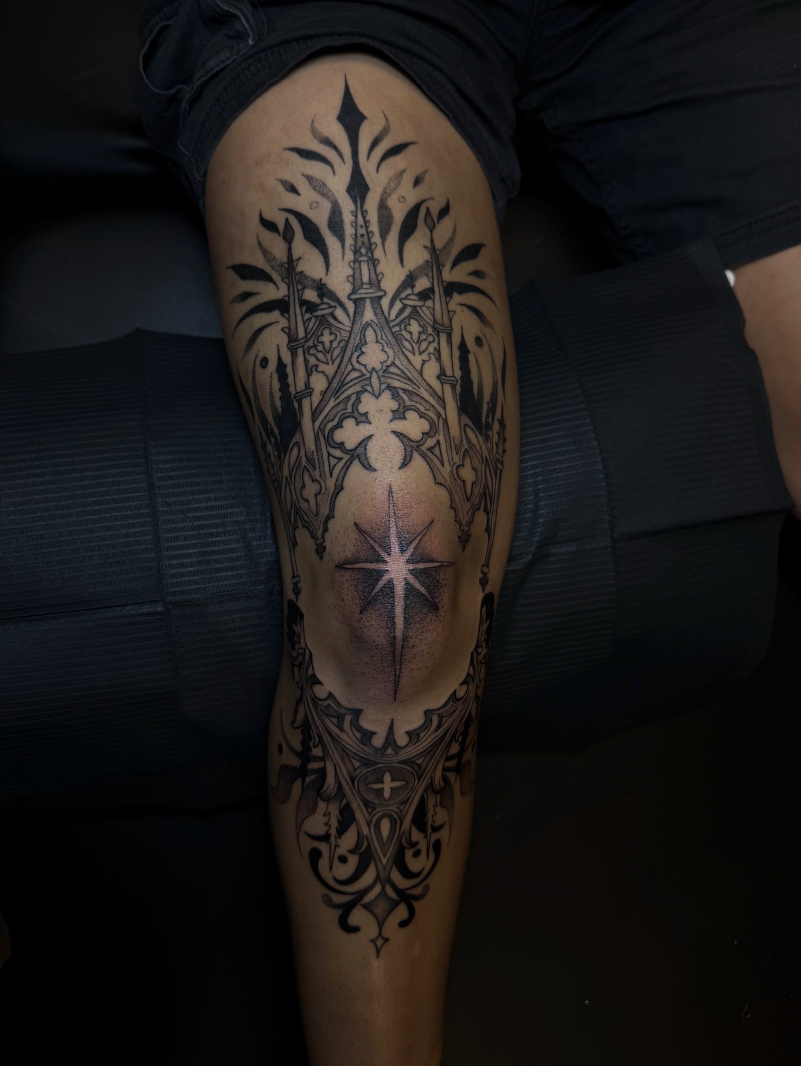 Tattoo by @needlemami — black_and_grey, geometric