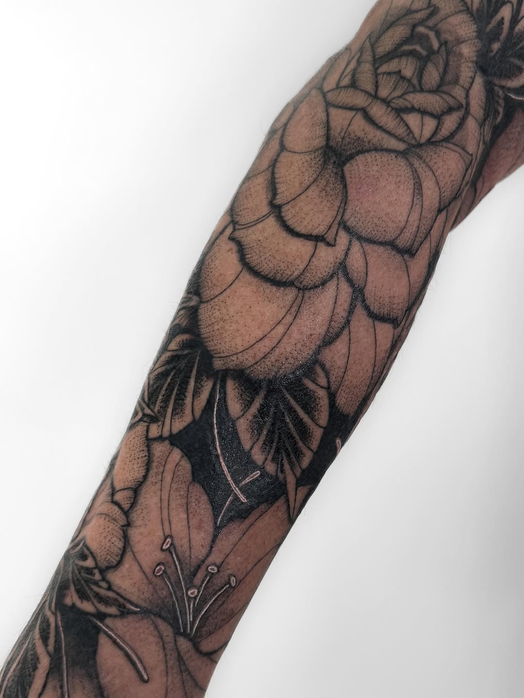 Tattoo by @luna_sea_tattoo — dotwork, black_and_grey