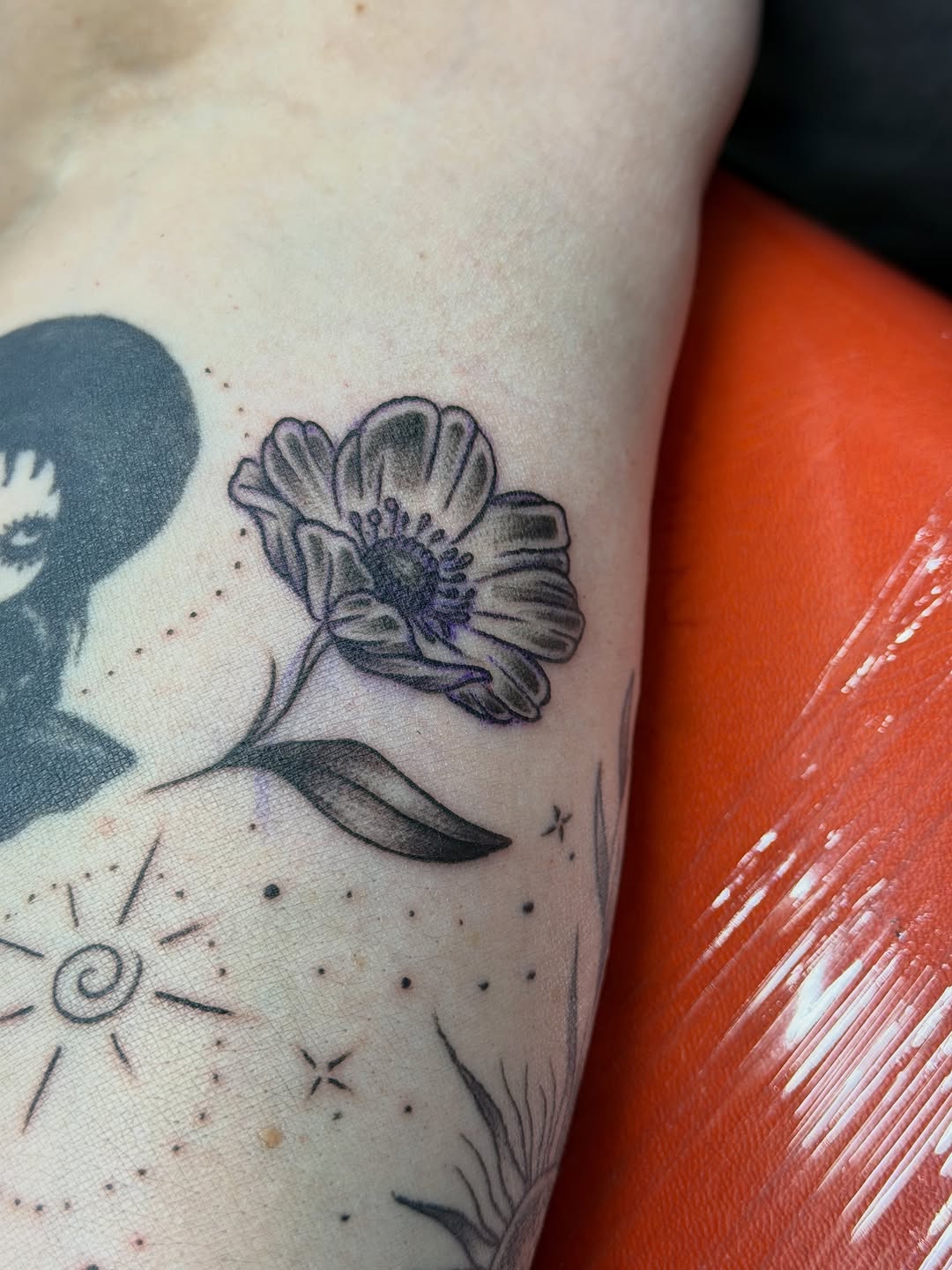 Tattoo by @driftingsquid — black_and_grey, fine_line