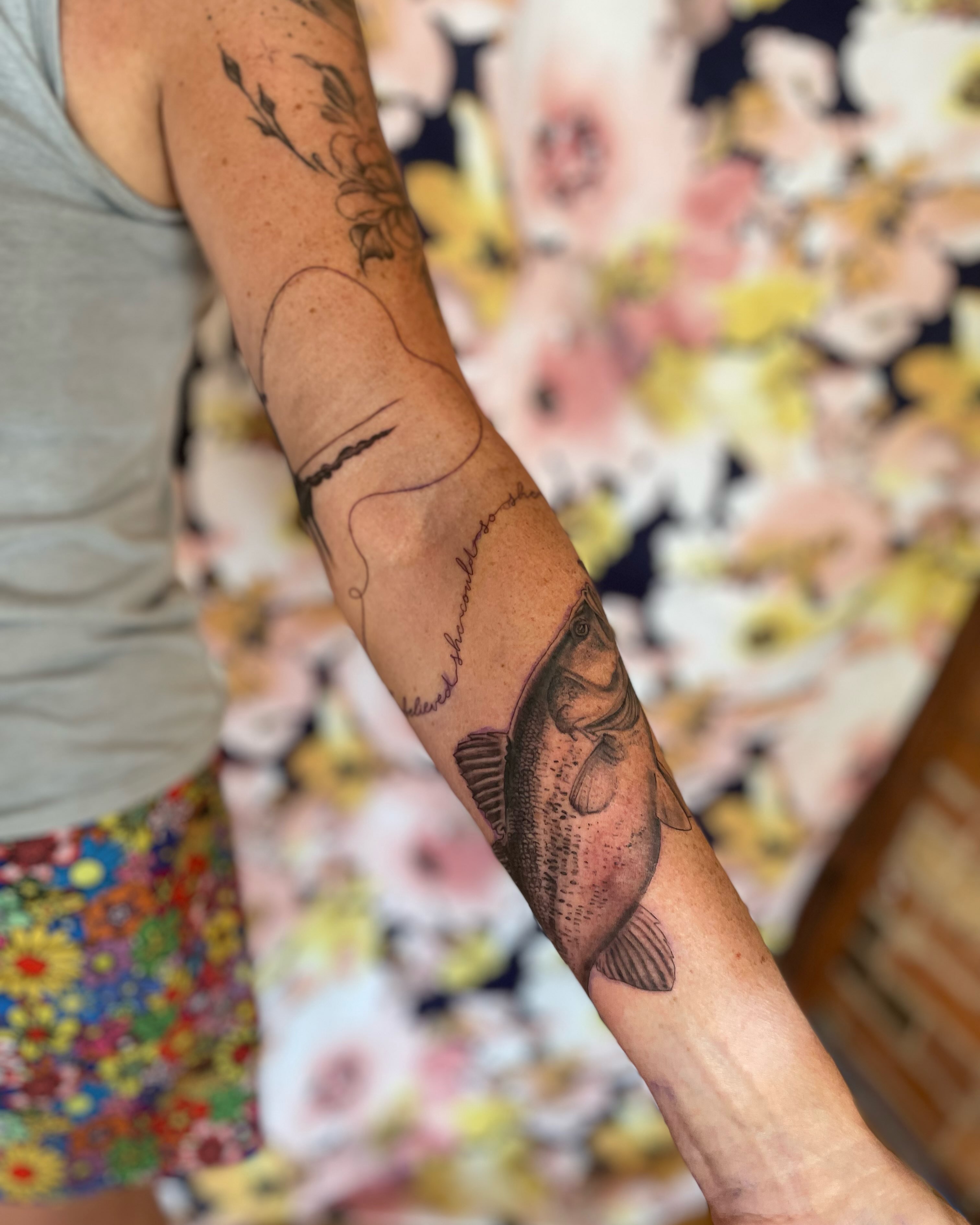 Fish realism tattoo on the forearm by paige  l  ink shrink tattoo