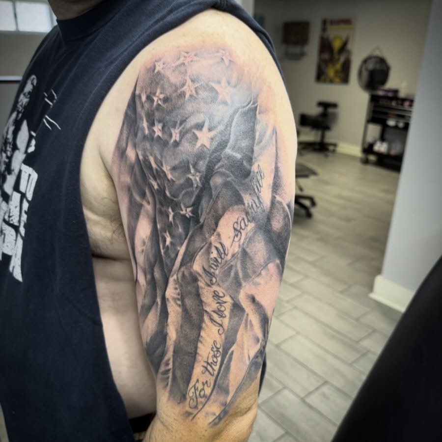 Tattoo by @red_palm_tattoo — realism, lettering_script