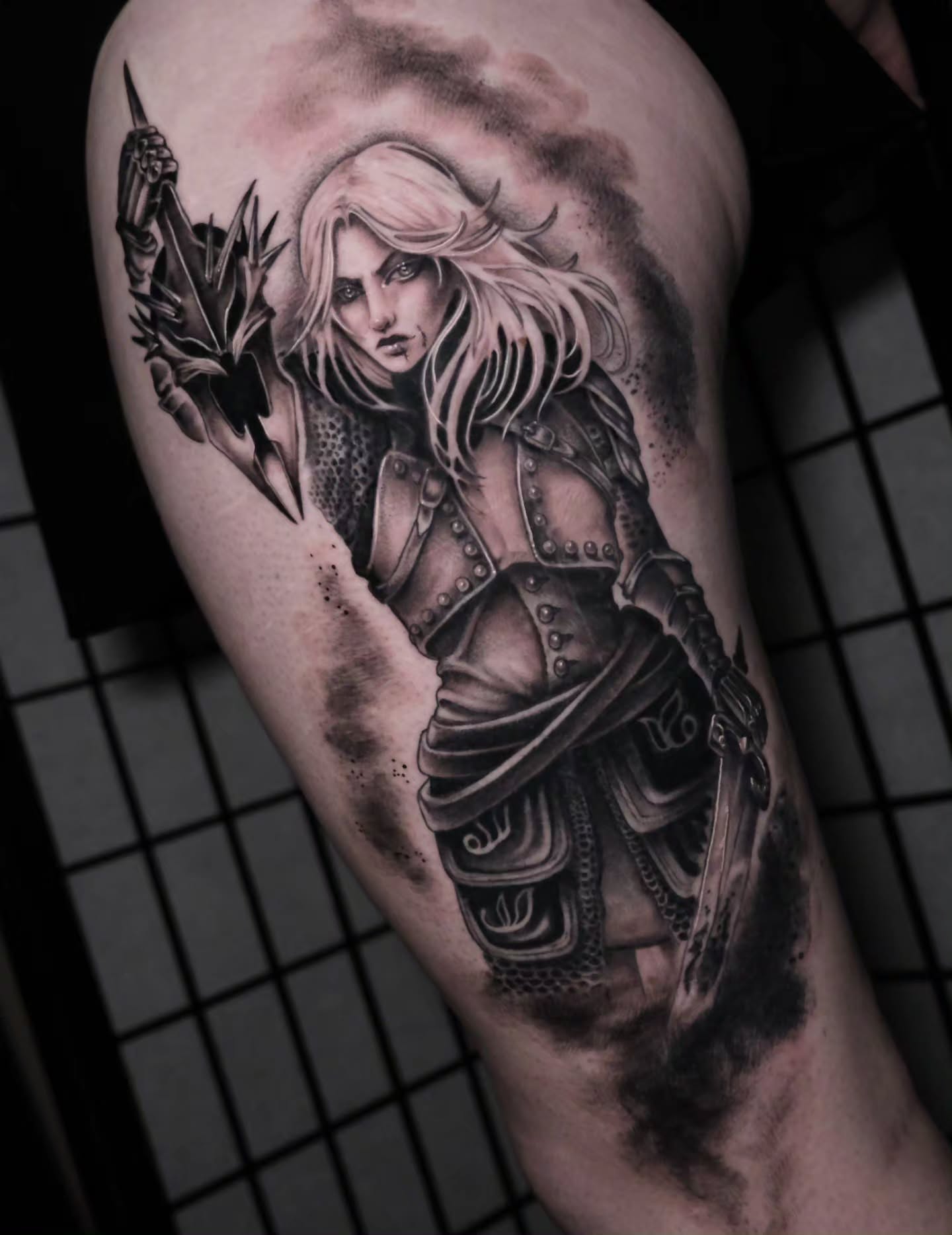 Female warrior realism tattoo on the forearm by Tash  - Seattle Tattoo Artist