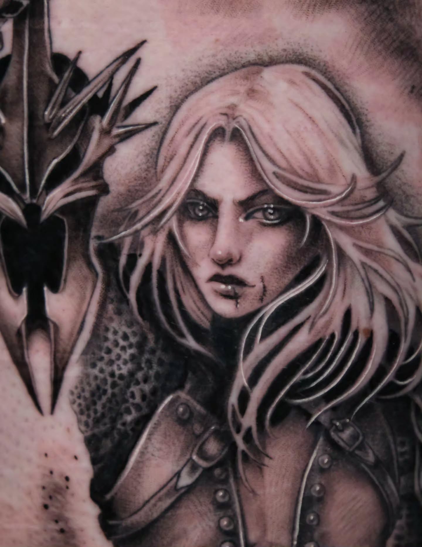 Female warrior realism tattoo on the torso by Tash  - Seattle Tattoo Artist