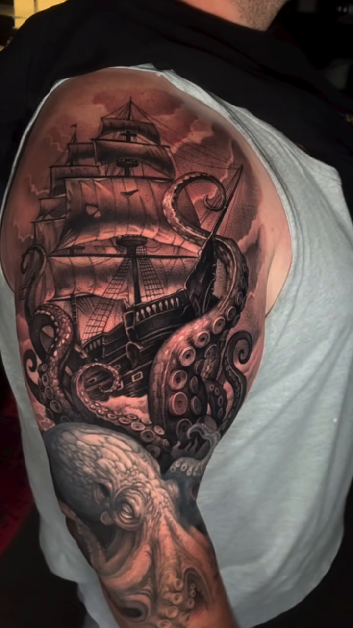 Tattoo by @jonnelson_tattoos — realism, black_and_grey